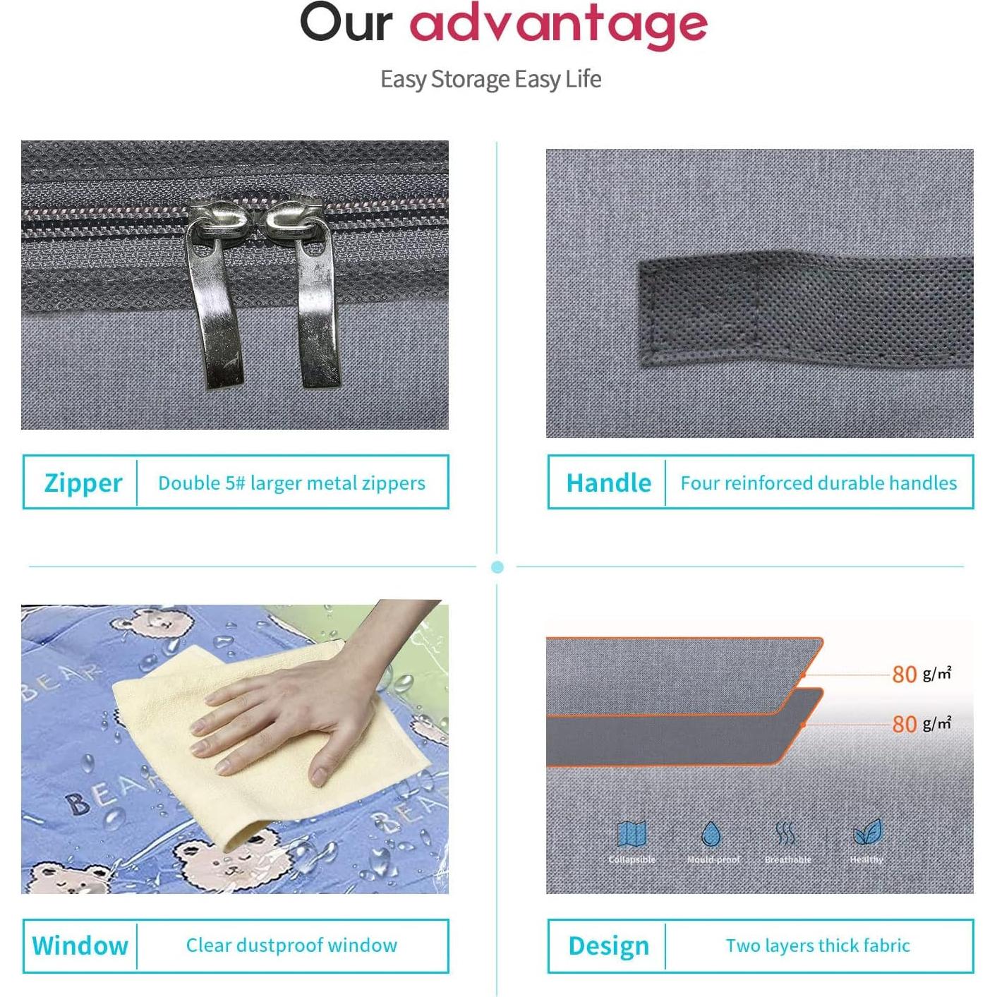 Bolsas de Almacenamiento Plegables Onlyeasy 100x50x15 cm 2 Pzas