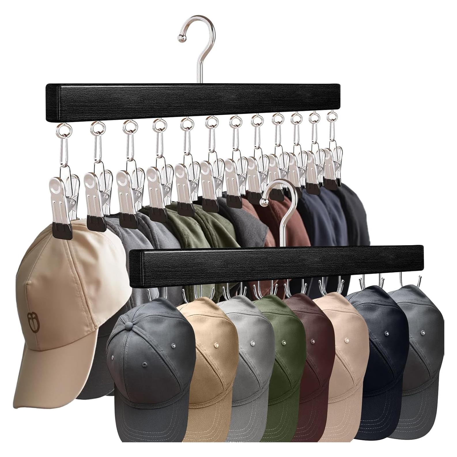 Soporte para Gorras BESUGEOUS 2 Perchas 28 Gorras Negro