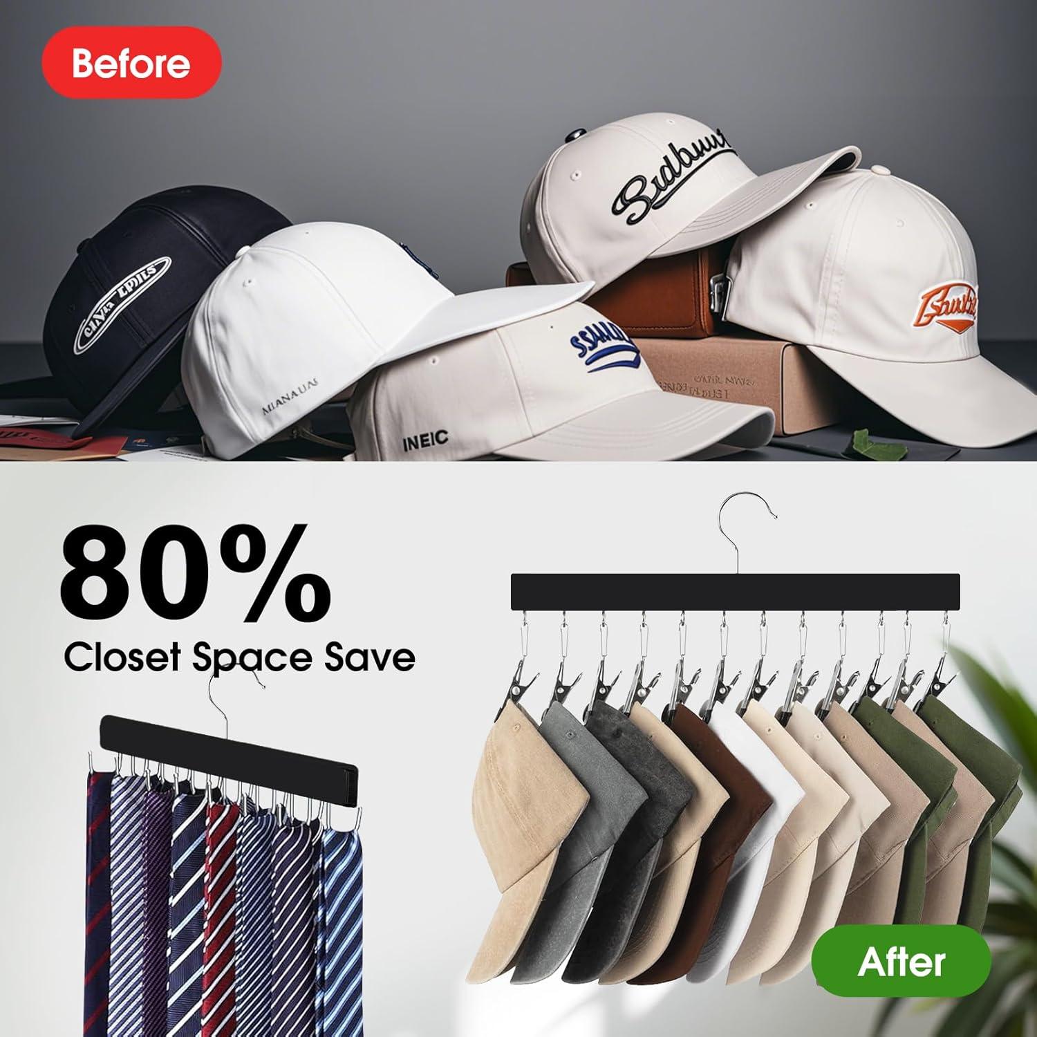 Soporte para Gorras BESUGEOUS 2 Perchas 28 Gorras Negro