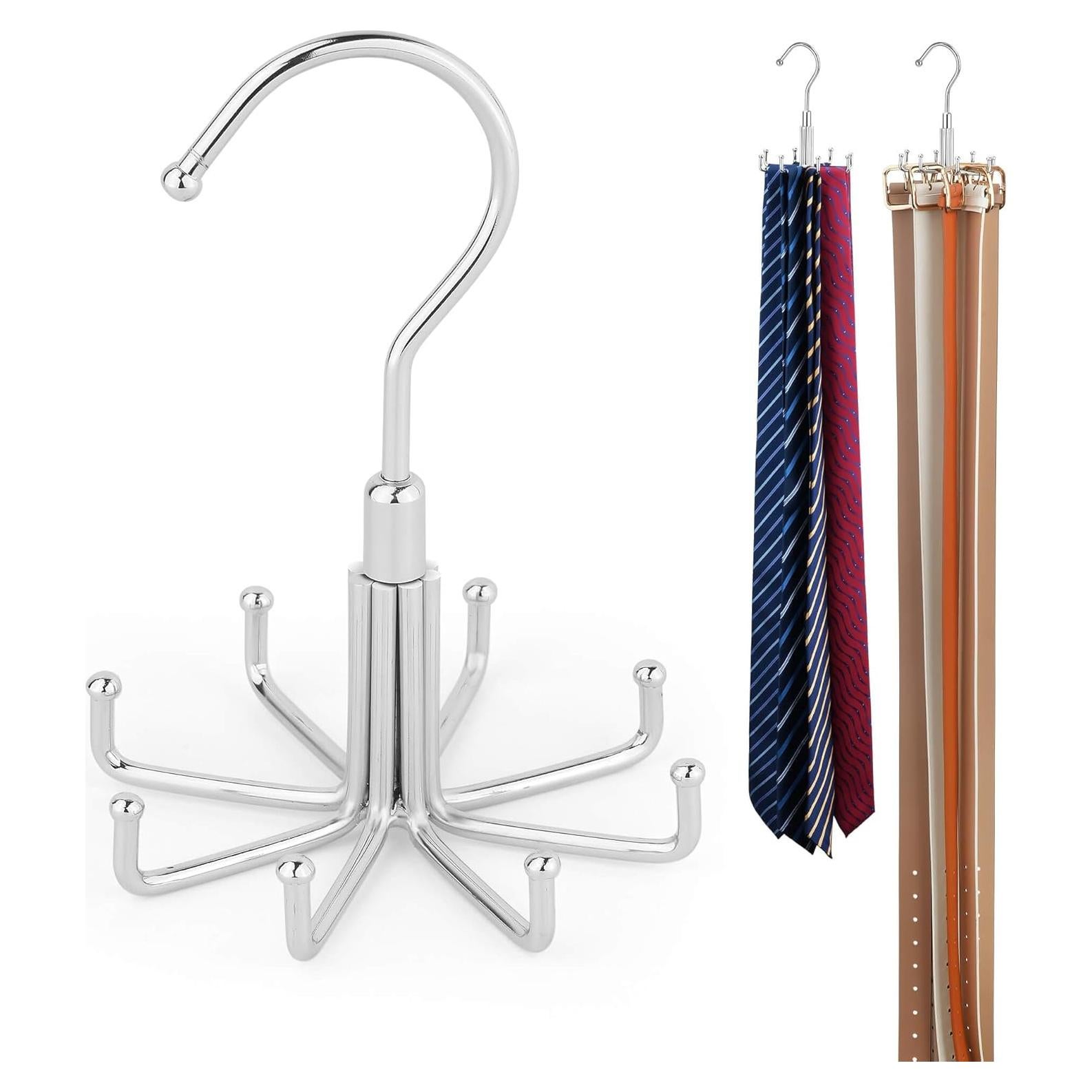 Perchero de Corbatas y Cinturones ZEDODIER 8 Ganchos Plata