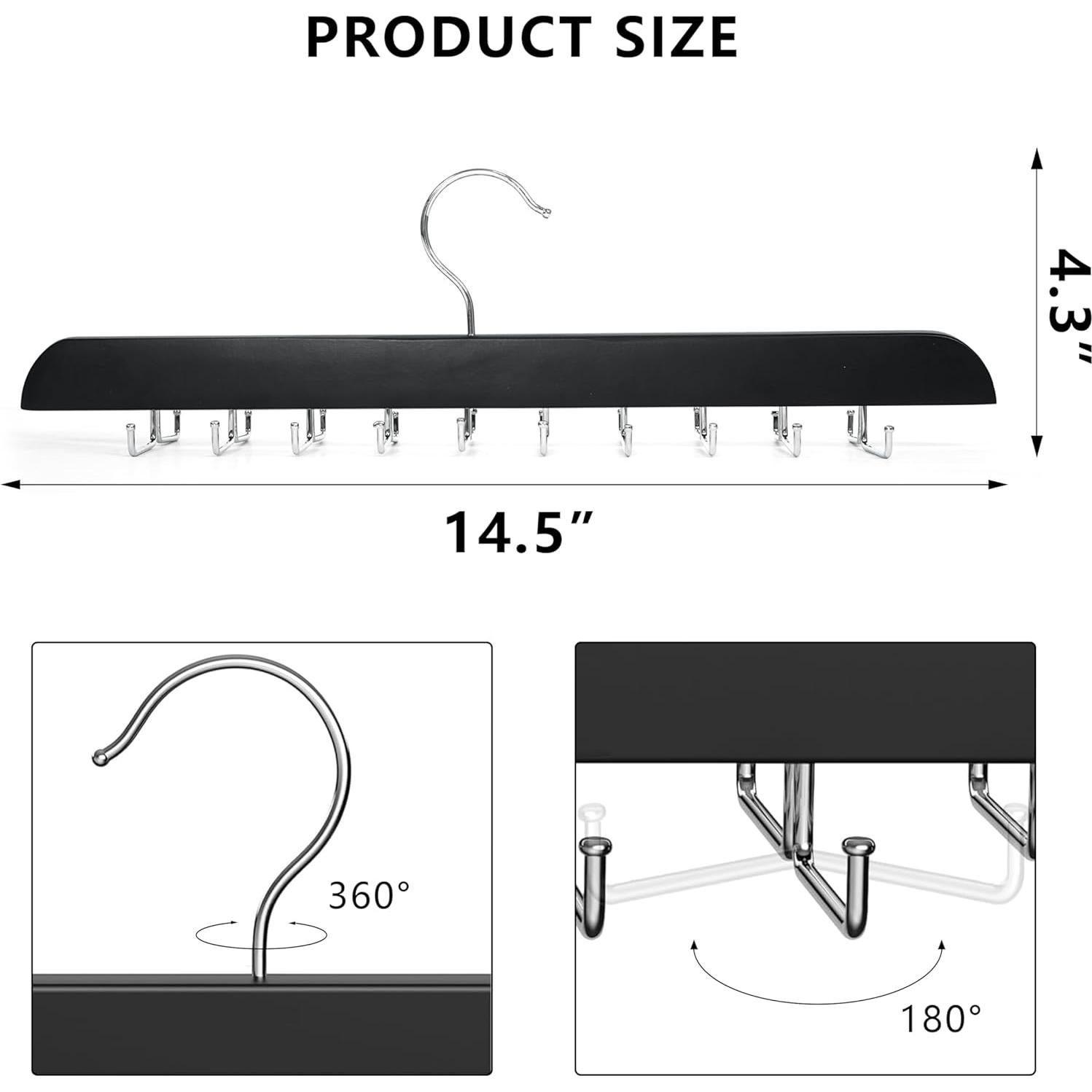 Perchero de Corbatas ICEICE con 20 Ganchos Metálicos Negro