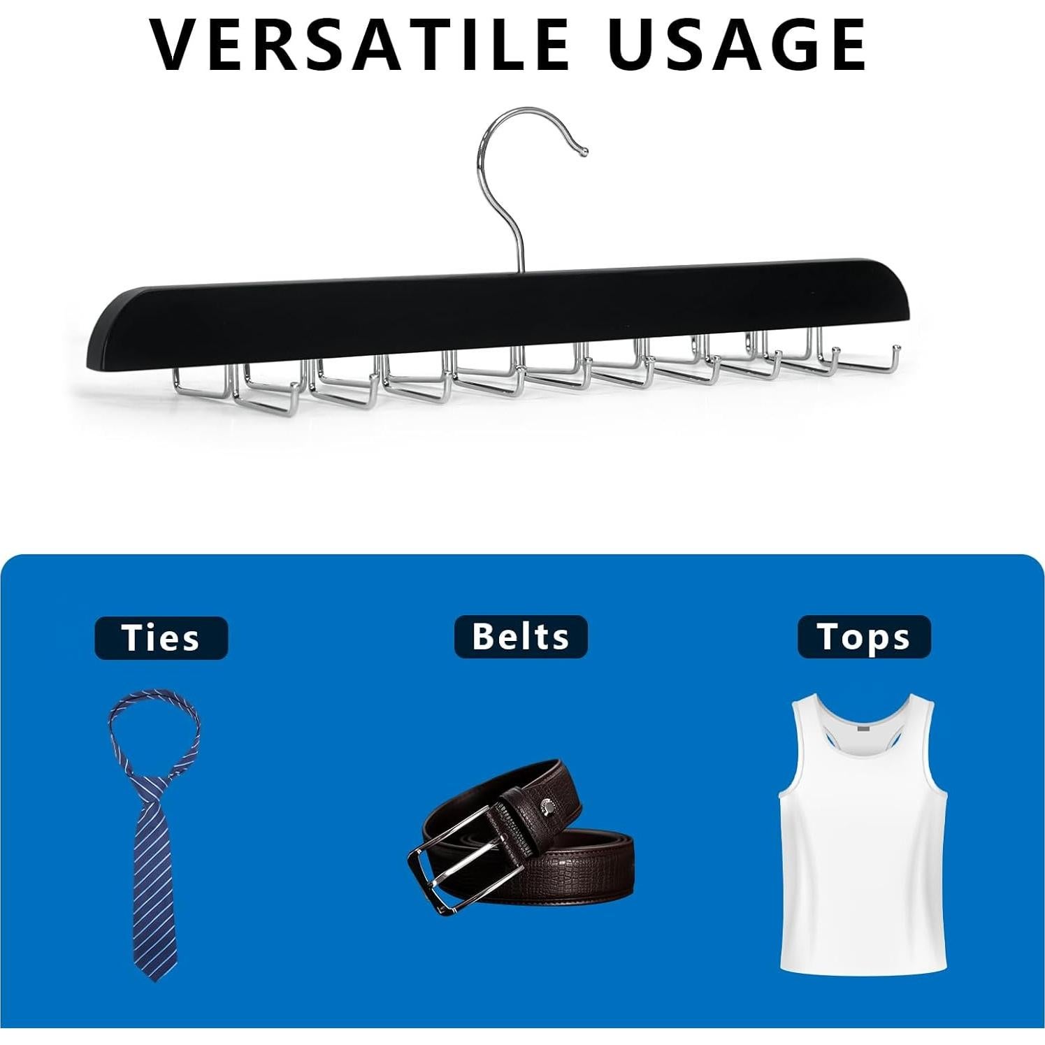 Perchero de Corbatas ICEICE con 20 Ganchos Metálicos Negro