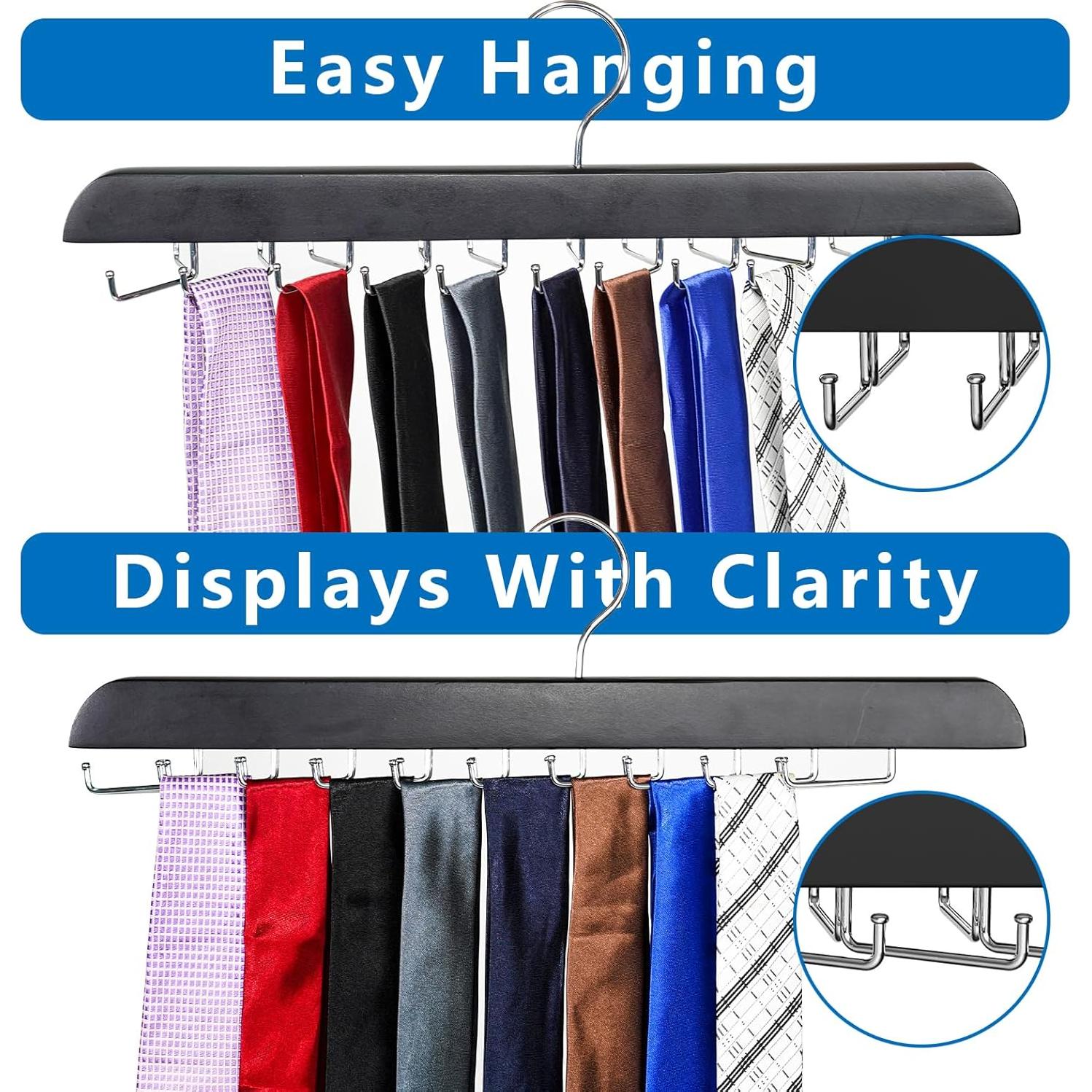 Perchero de Corbatas ICEICE con 20 Ganchos Metálicos Negro