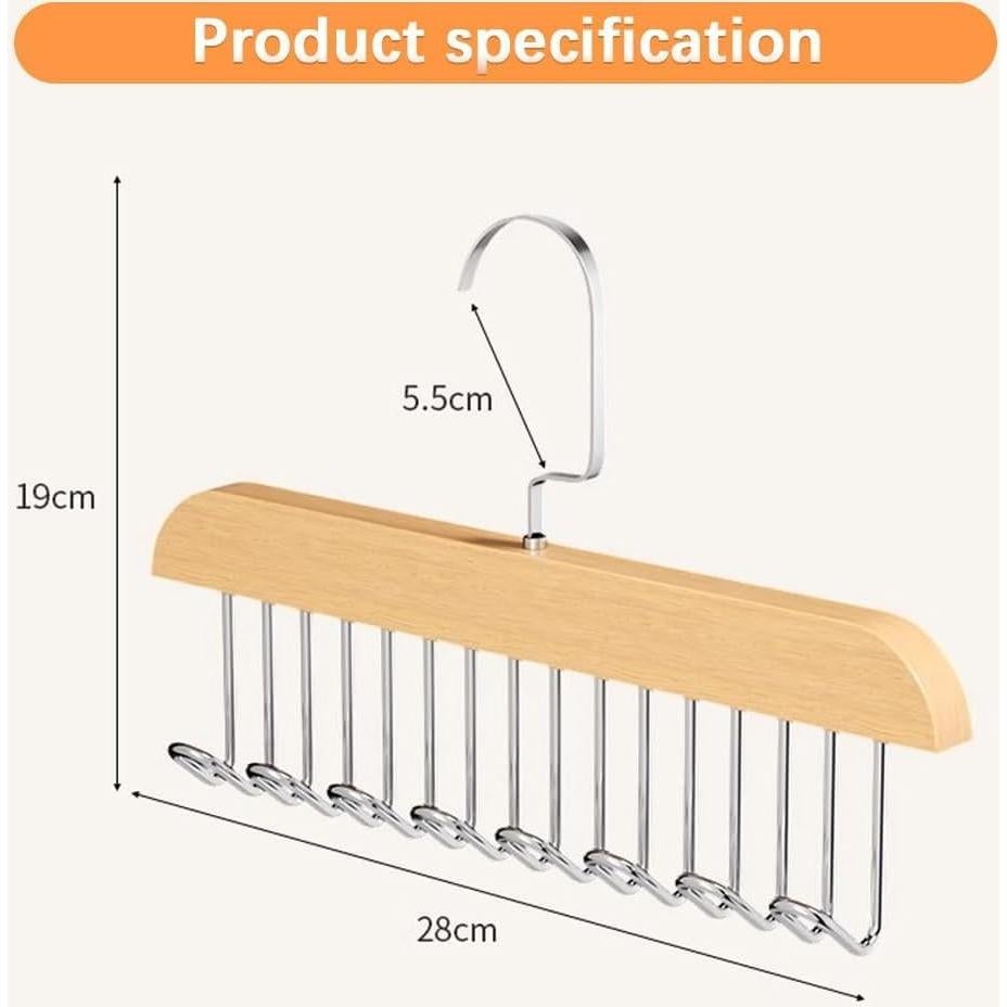 Paquete de 4 perchas para corbatas HOFSIN - Madera Natural