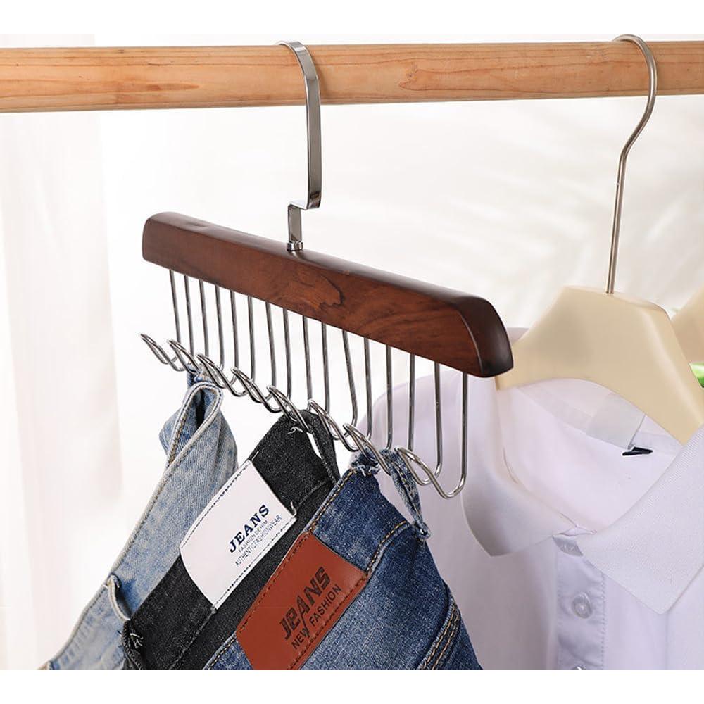 Paquete de 4 perchas para corbatas HOFSIN - Madera Natural