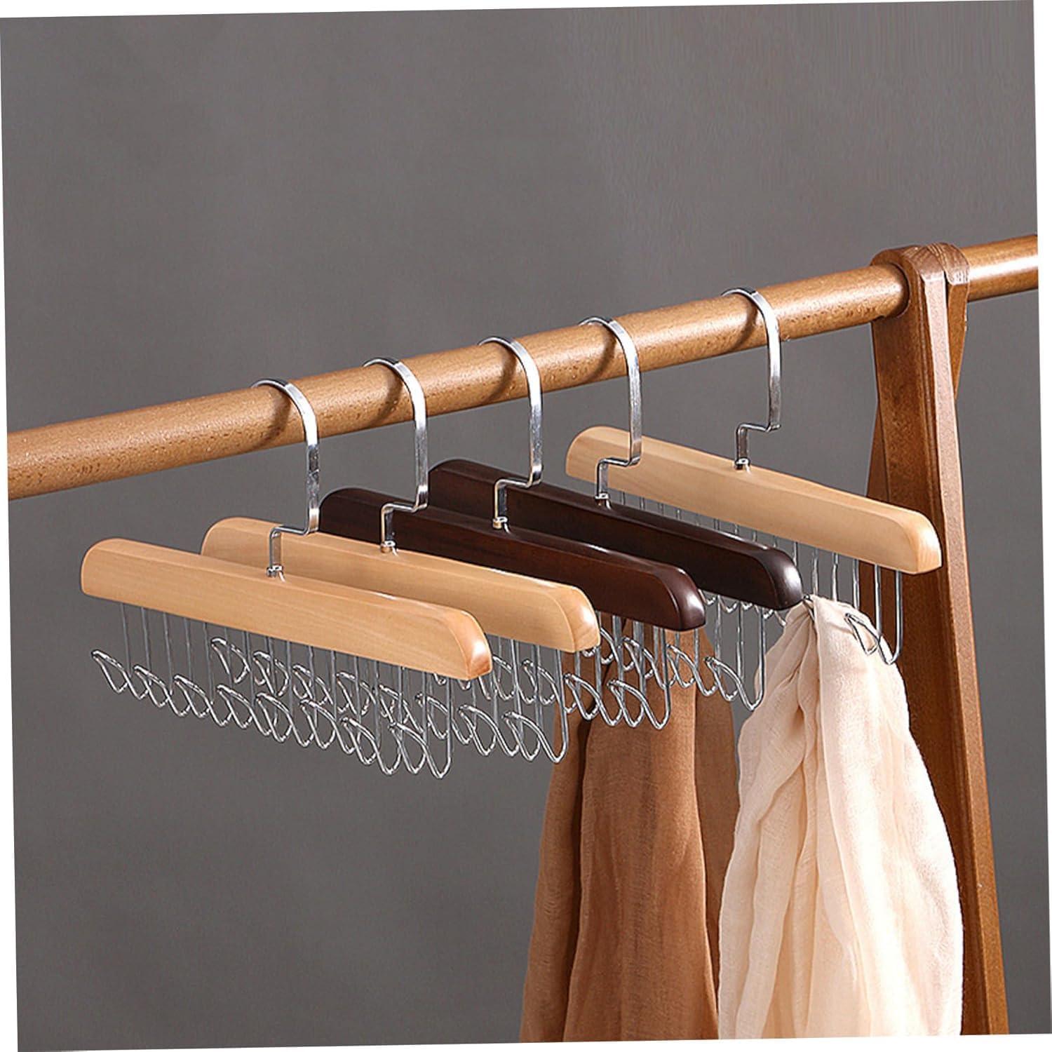 Paquete de 4 perchas para corbatas HOFSIN - Madera Natural