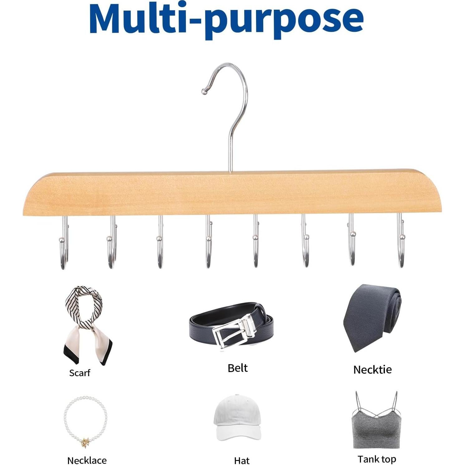 Perchero de Cinturones ELONG HOME, 2 Pack, Madera, 48 Cinturones