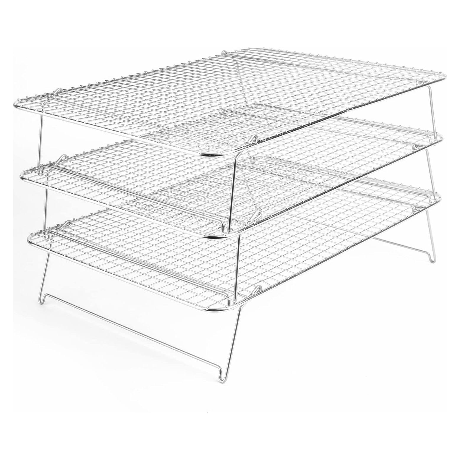 Estante de Enfriamiento Apilable Tebery Acero Inoxidable 3 Niveles