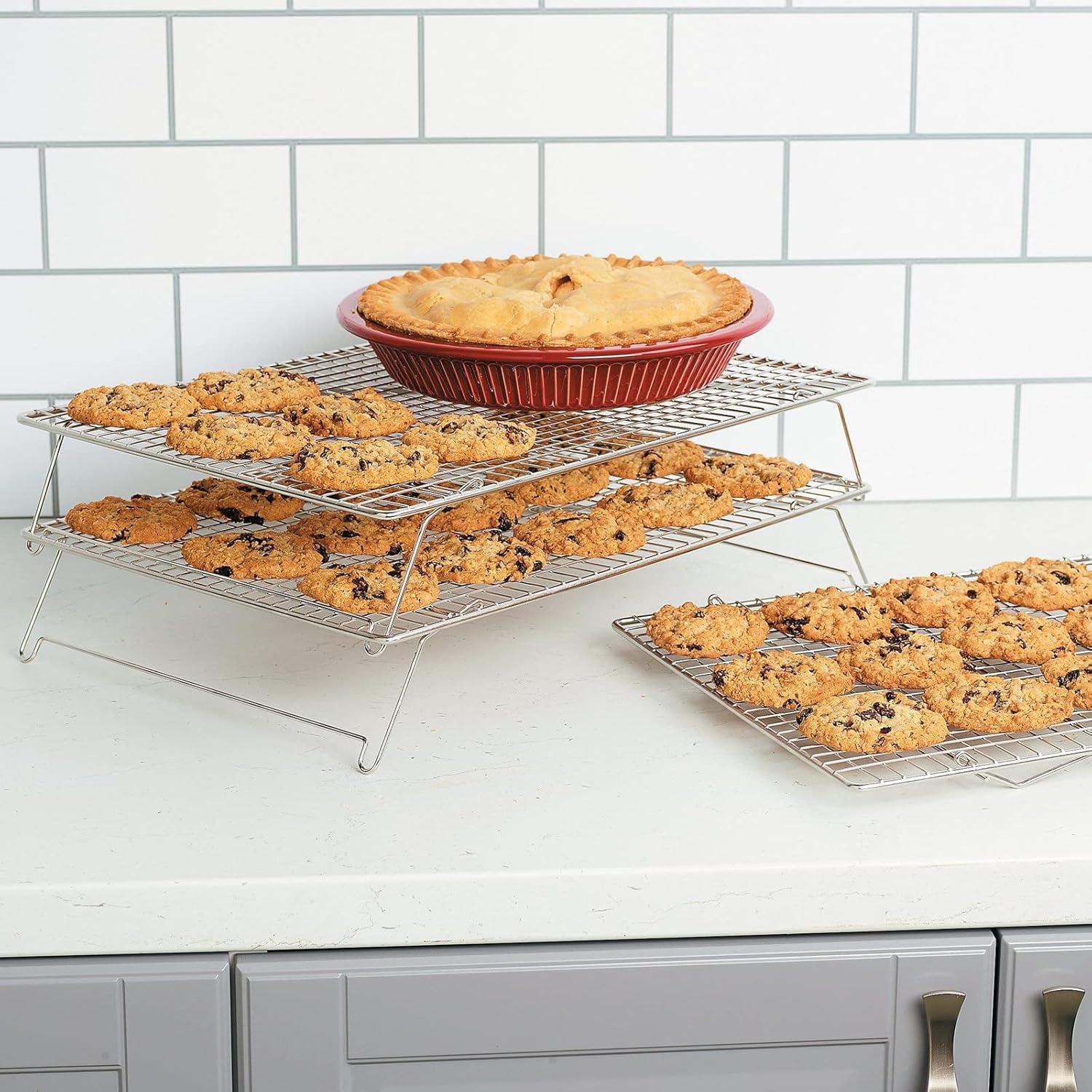 Estante de Enfriamiento Apilable Tebery Acero Inoxidable 3 Niveles