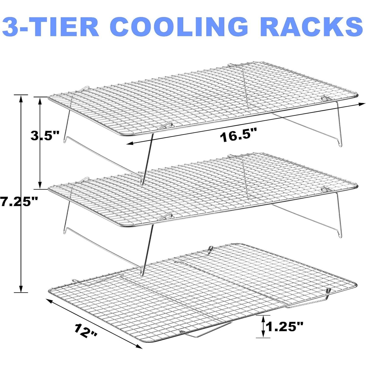 Estante de Enfriamiento Apilable Tebery Acero Inoxidable 3 Niveles