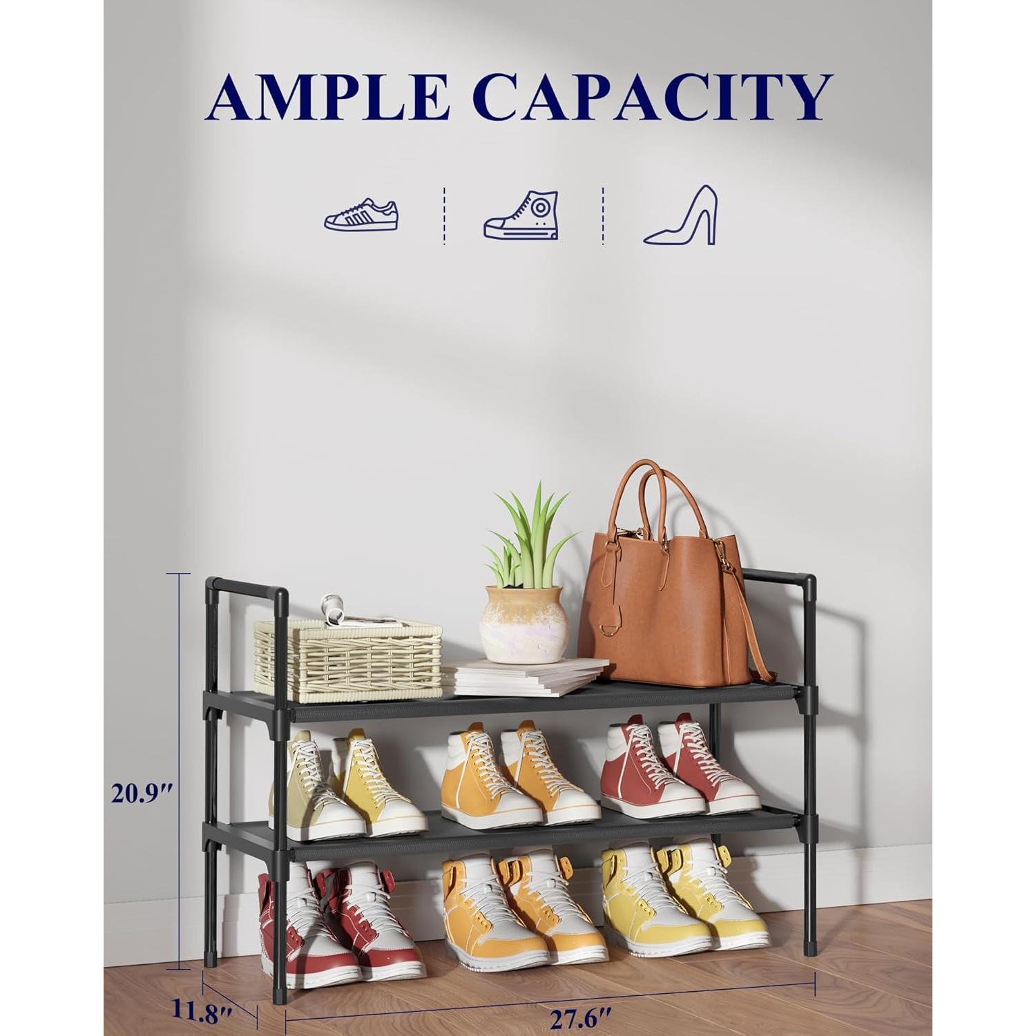 Zapatero Kitsure 2 Niveles Negro - Organizador de Calzado 70.1x30x53.1 cm