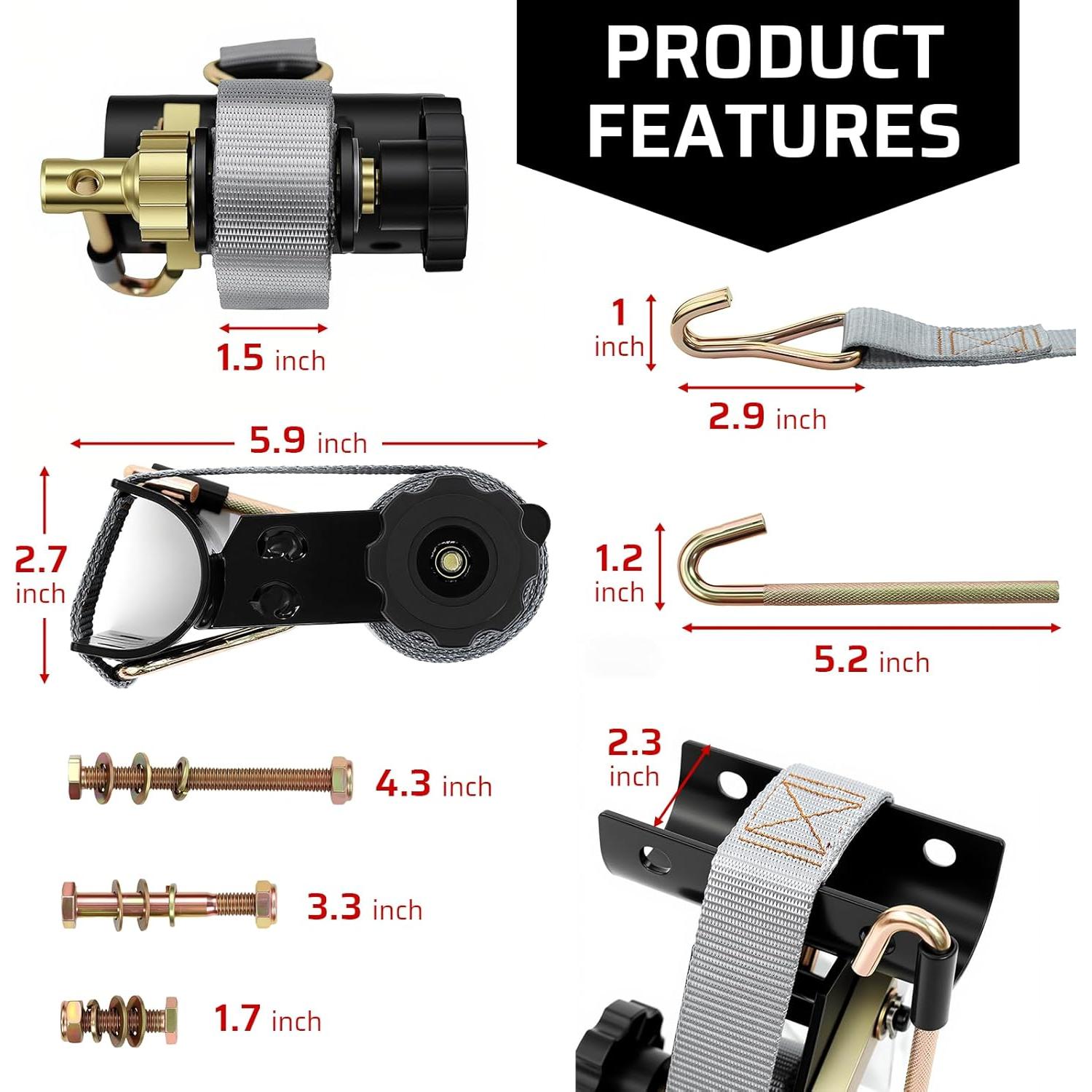 Correas de Sujeción Towmax 7.5ft (2.29m) con Gancho en J