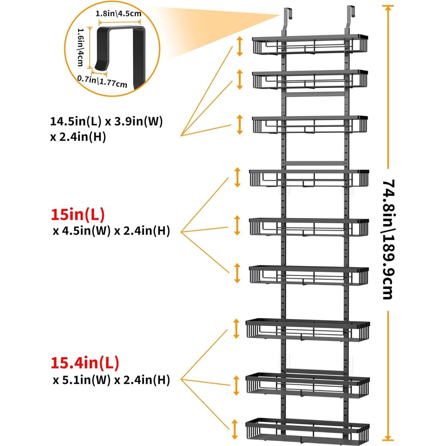 Organizador de Despensa Moforoco 9 Niveles Negro 1.88 m