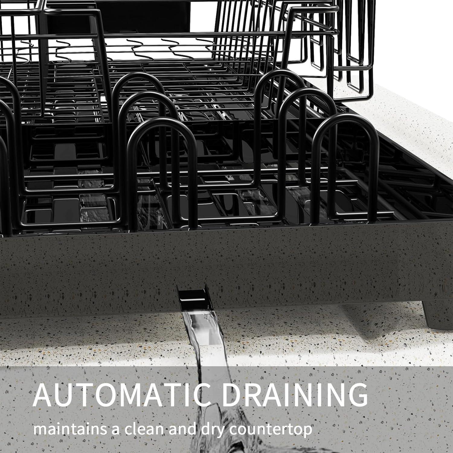 Estante de Secado de Platos PINCHENG 2 Niveles con Drenaje Automático