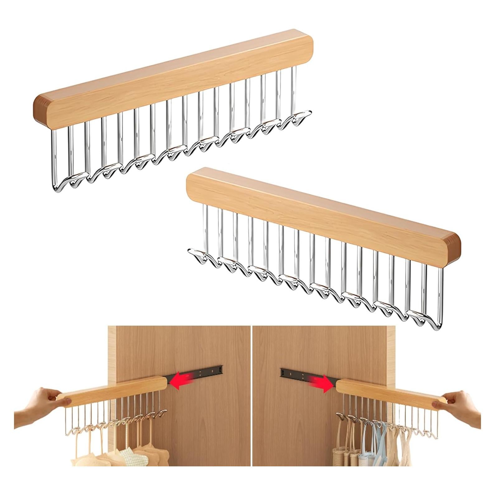 Pack 2 Perchas Extraíbles WANYISHUN con 8 Ganchos de Acero