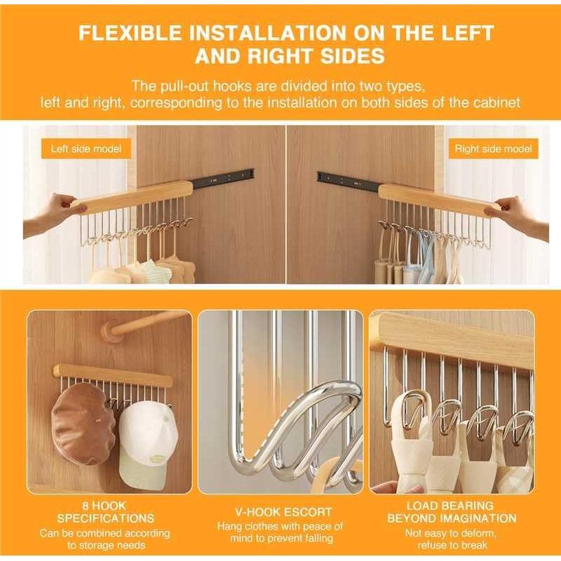 Pack 2 Perchas Extraíbles WANYISHUN con 8 Ganchos de Acero