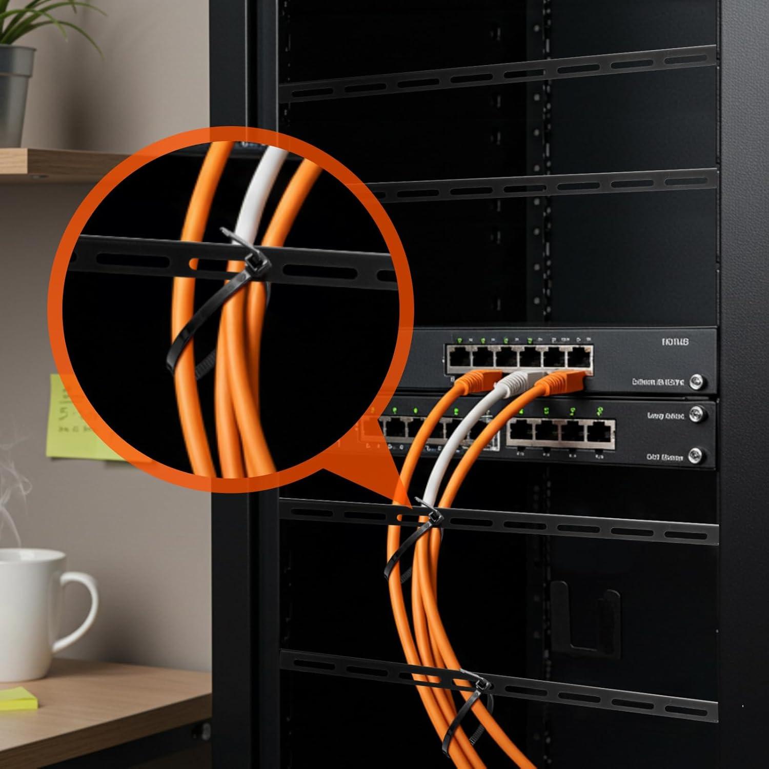 Kit de Gestión de Cables 1U Zonon para Rack 19" - 8 Piezas