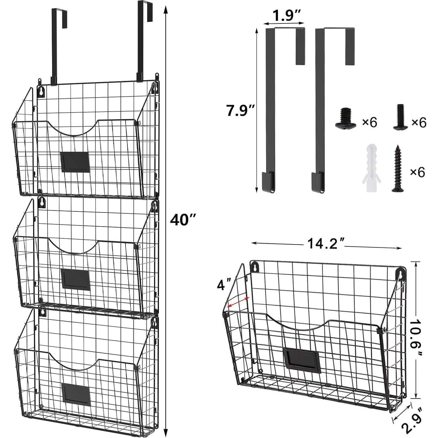 Soporte de Archivos Colgante X-cosrack 3 Niveles Metal Negro