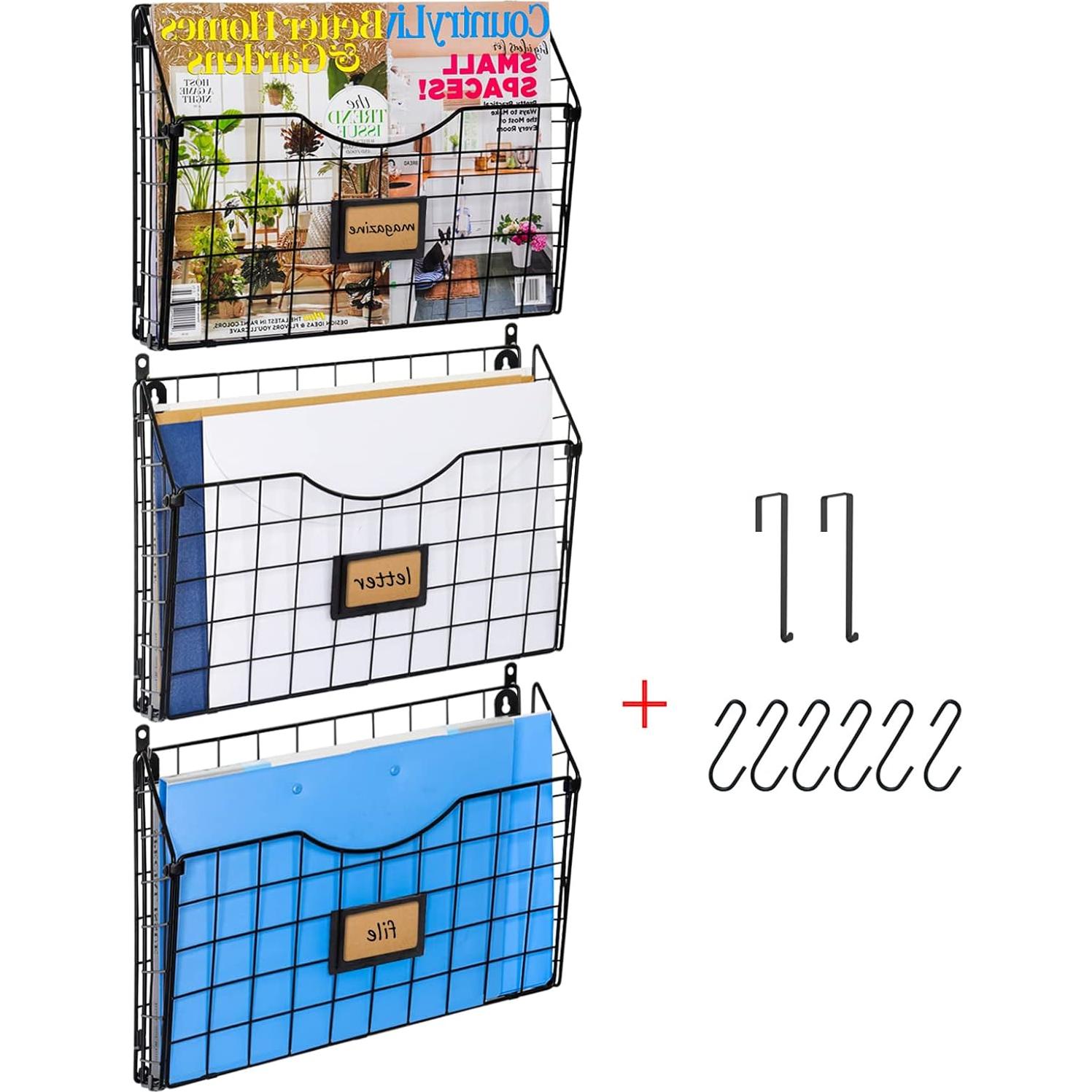 Soporte de Archivos Colgante X-cosrack 3 Niveles Metal Negro