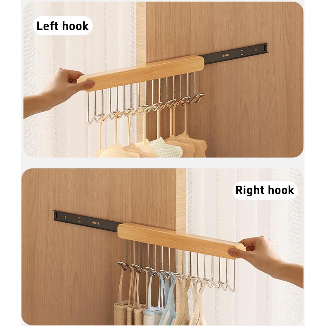 Barra de Armario Extensible QHLhomestead 41cm con 12 Ganchos