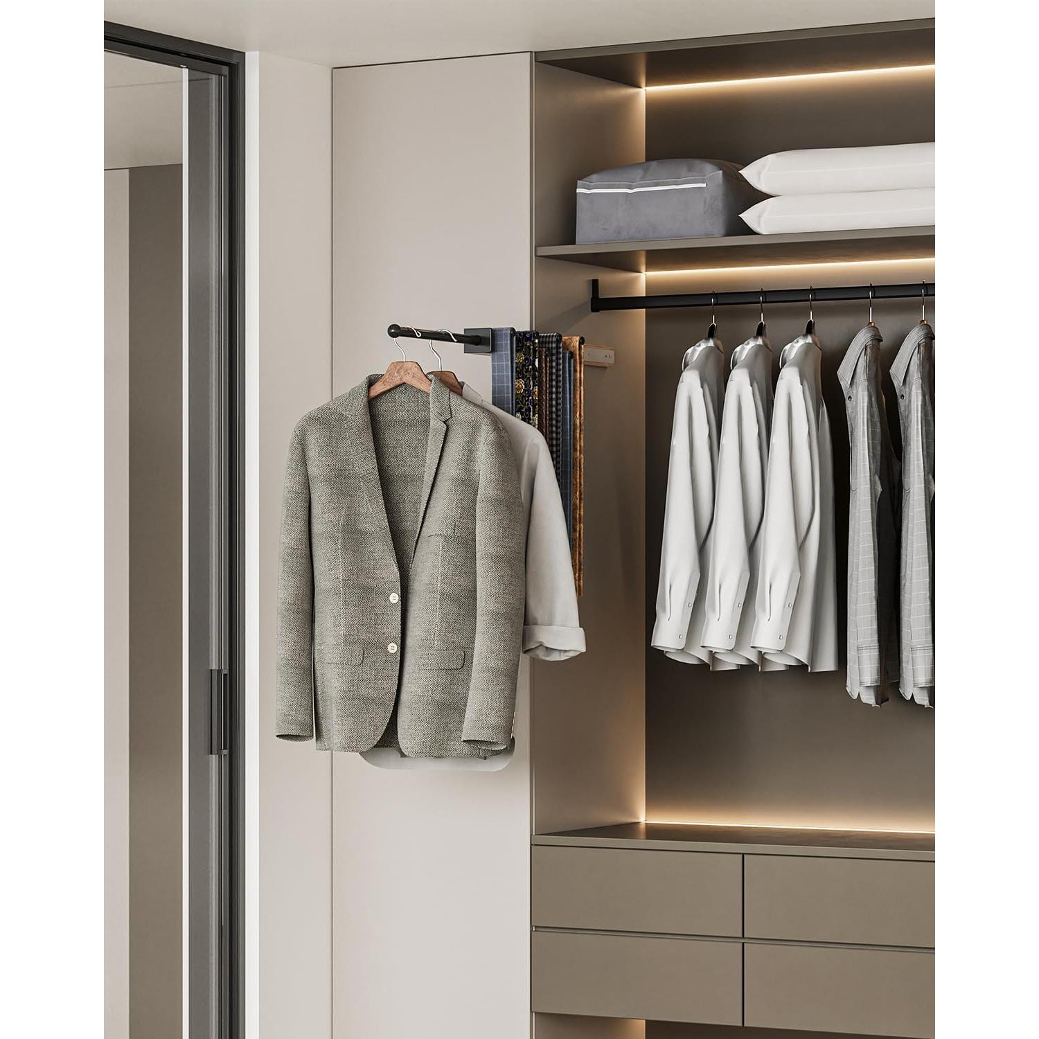 Varilla de Valet BaiNong 33 cm Negra para Closet con 7 Ganchos