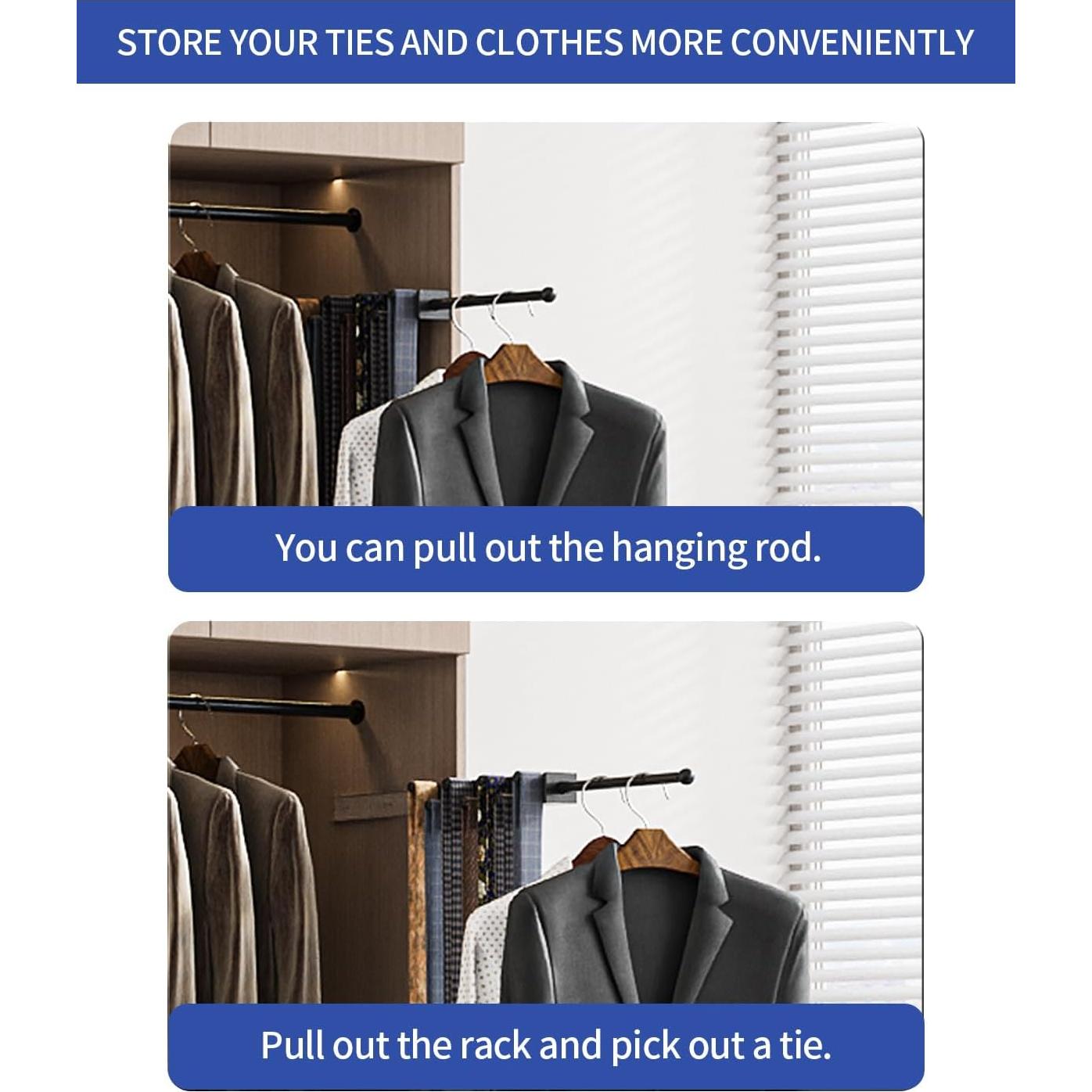 Varilla de Valet BaiNong 33 cm Negra para Closet con 7 Ganchos