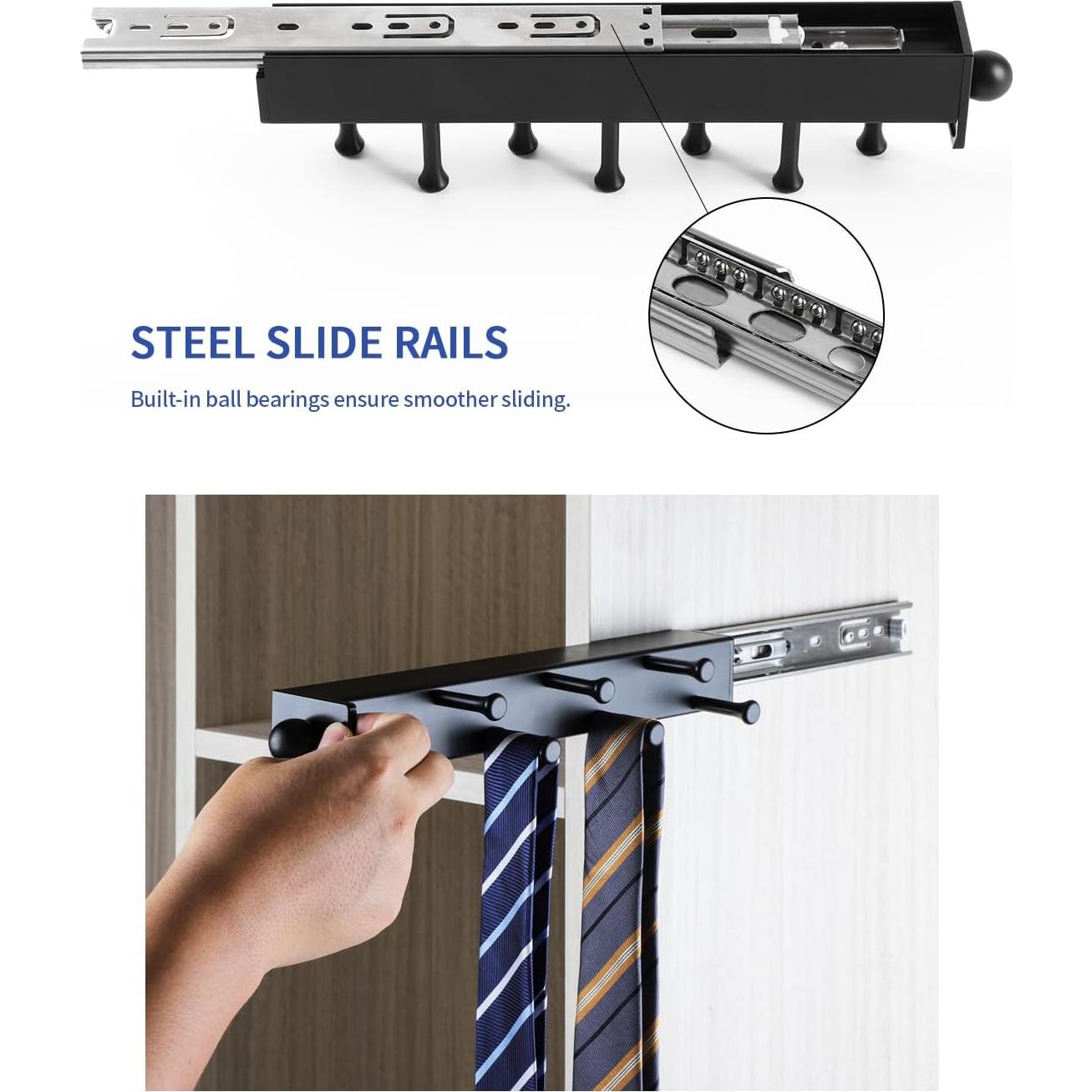 Varilla de Valet BaiNong 33 cm Negra para Closet con 7 Ganchos