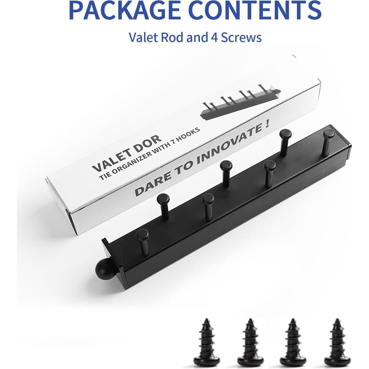 Varilla de Valet BaiNong 33 cm Negra para Closet con 7 Ganchos