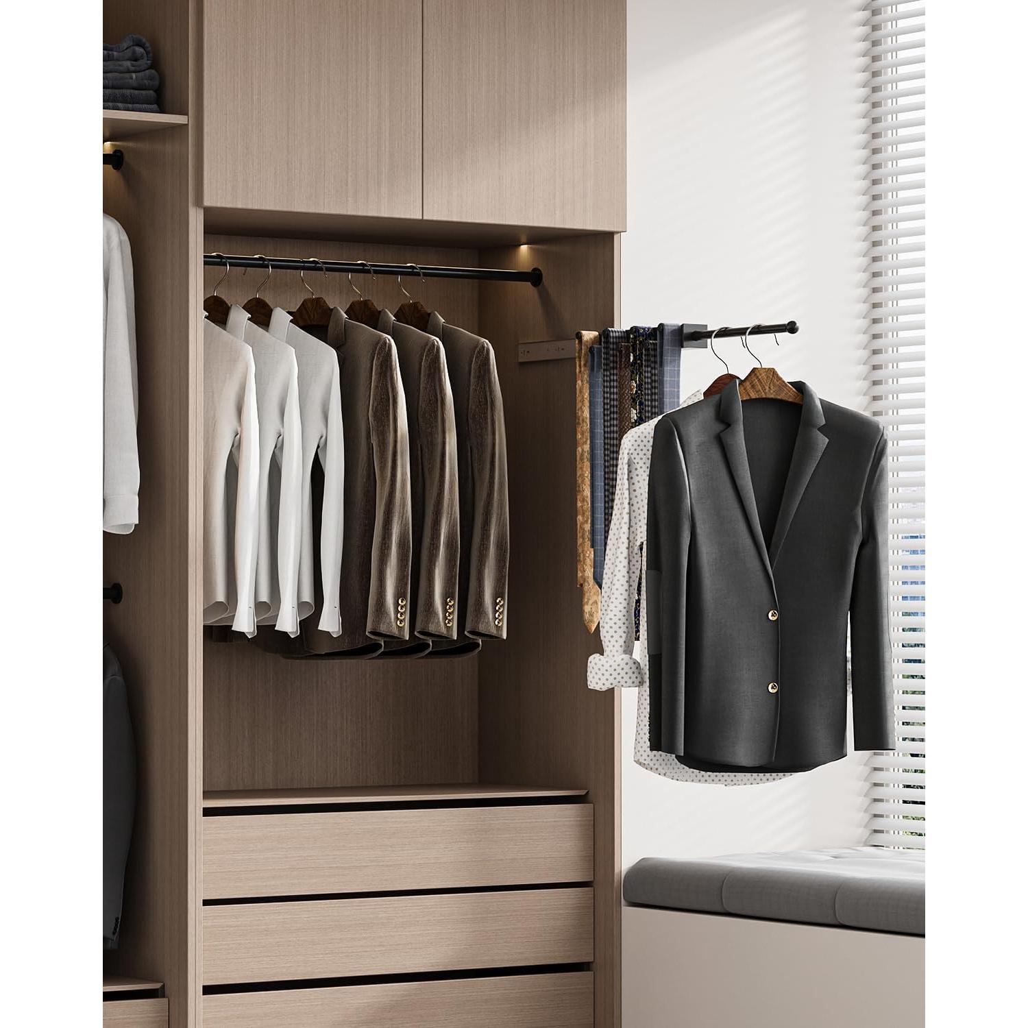 Varilla de Valet BaiNong 33 cm Negra para Closet con 7 Ganchos