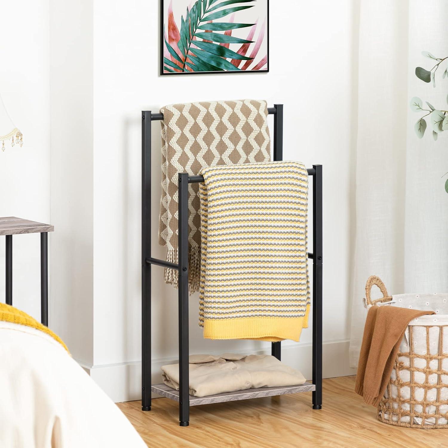 Soporte de Toallas Independiente HOOBRO 42x24x80 cm Metal Gris Negro