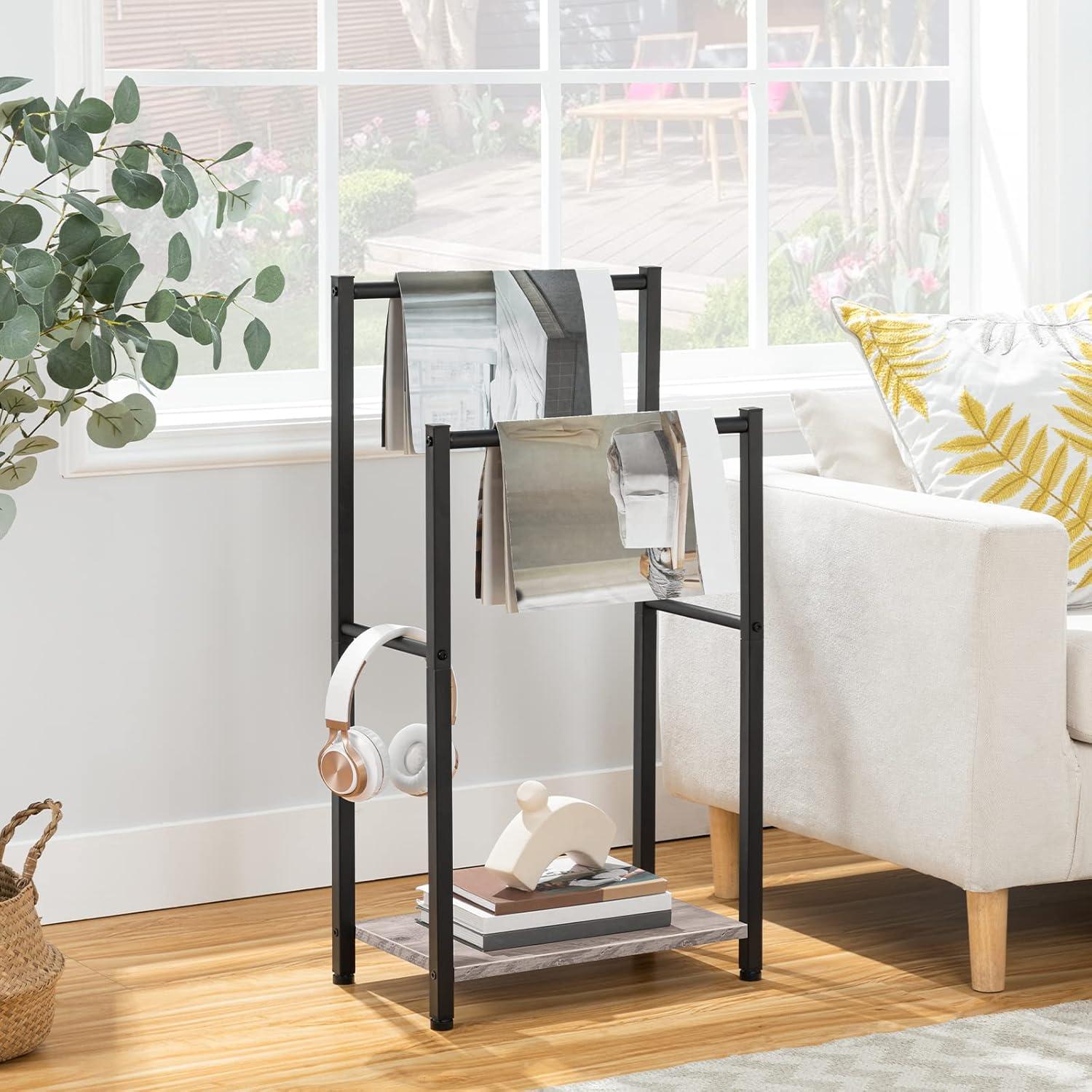 Soporte de Toallas Independiente HOOBRO 42x24x80 cm Metal Gris Negro