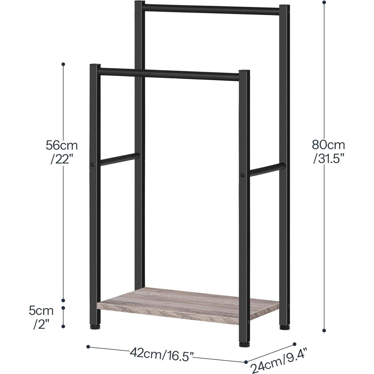 Soporte de Toallas Independiente HOOBRO 42x24x80 cm Metal Gris Negro