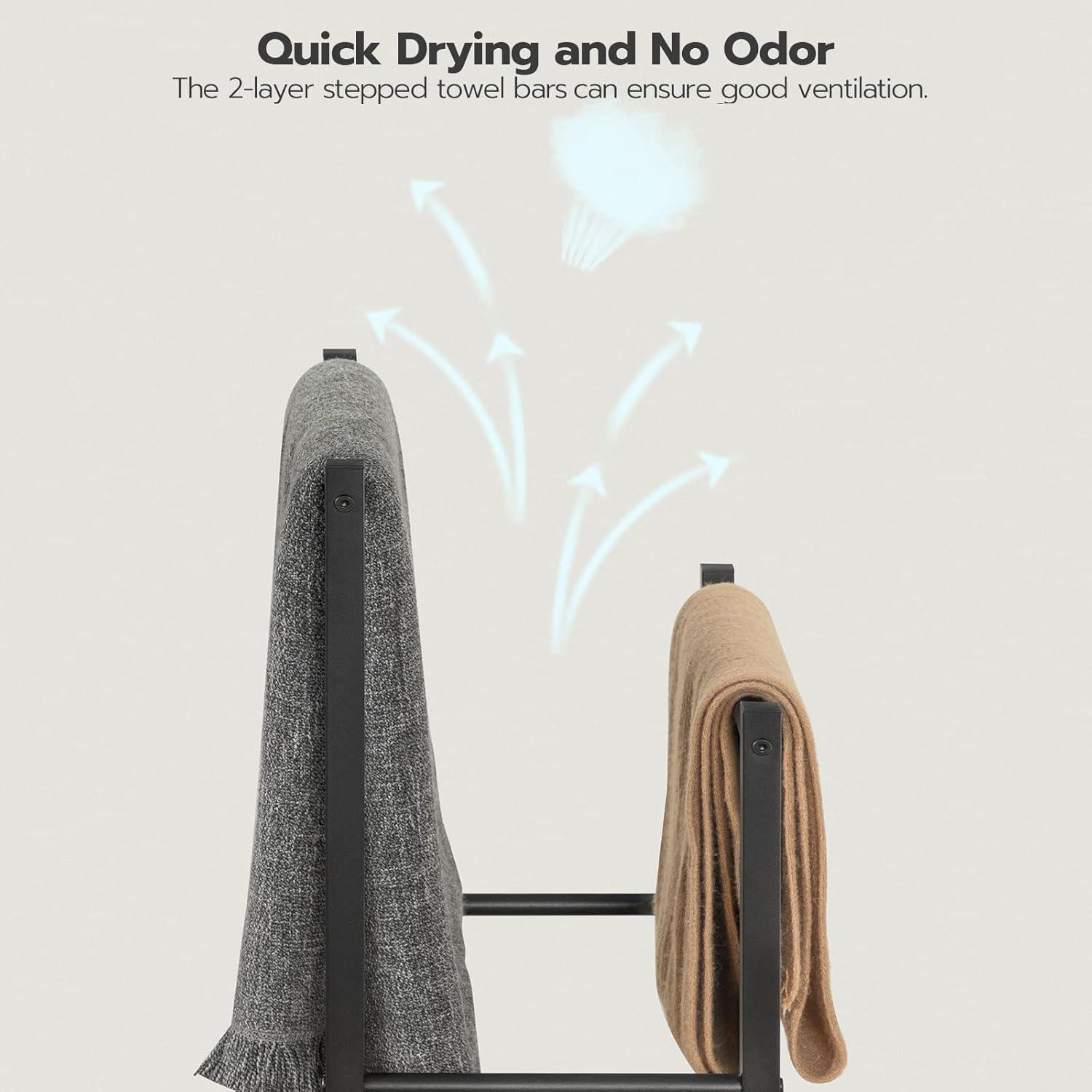 Soporte de Toallas Independiente HOOBRO 42x24x80 cm Metal Gris Negro