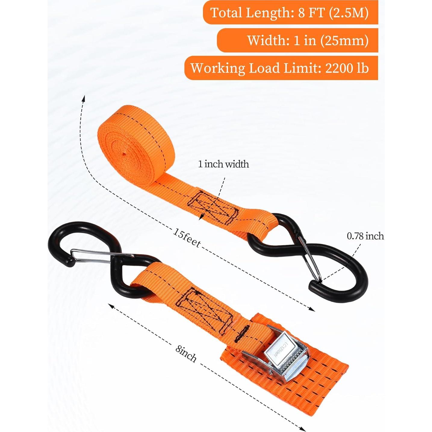 Correas de Sujeción Moroinriz 1" x 2.5M Naranja - Paquete de 2