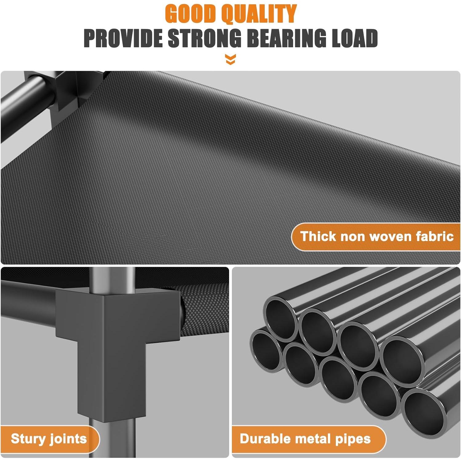 Estante para zapatos OYREL 5 niveles negro con ganchos y bolsillos