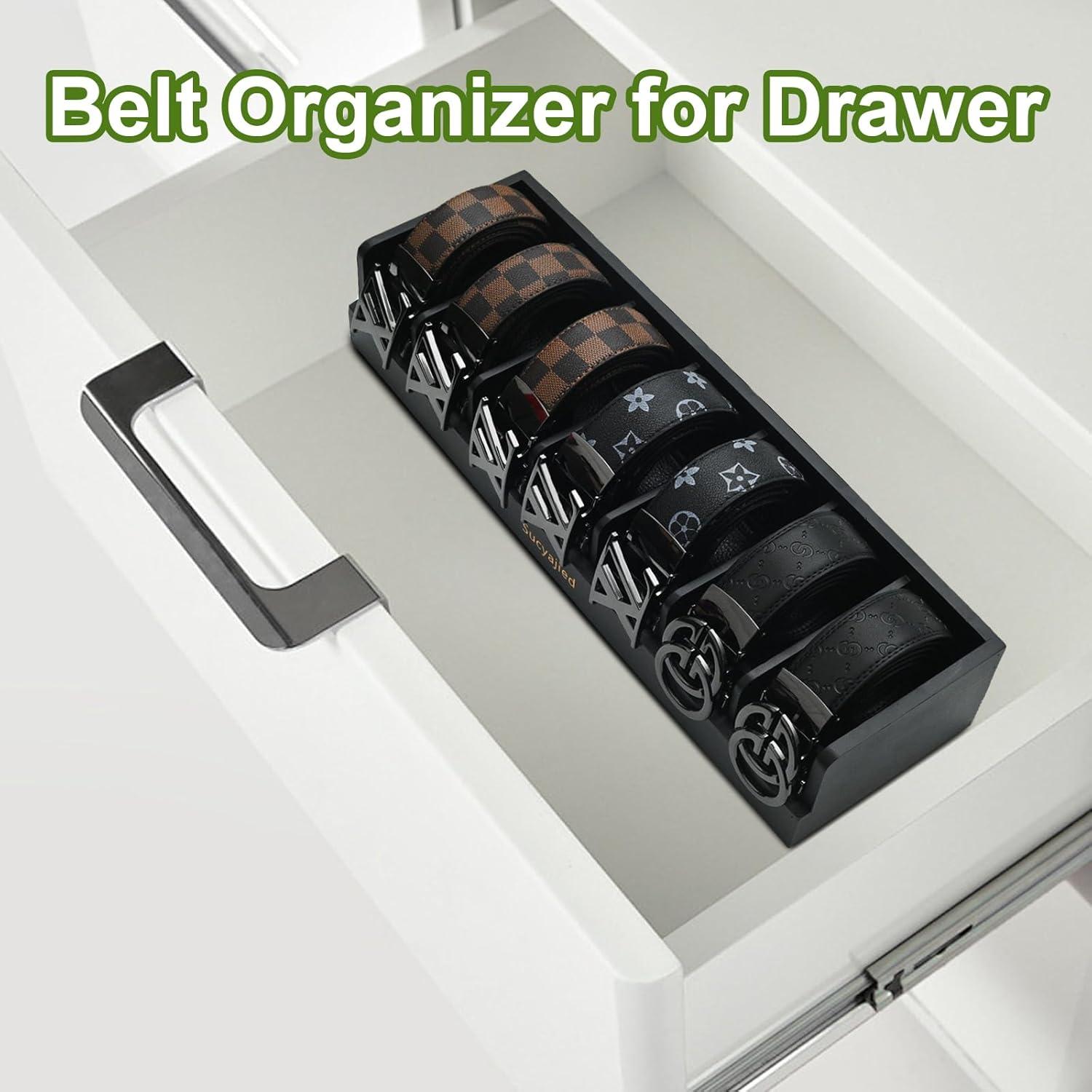 Organizador de Cinturones Sucyajied de Bambú Negro 7 Compartimentos