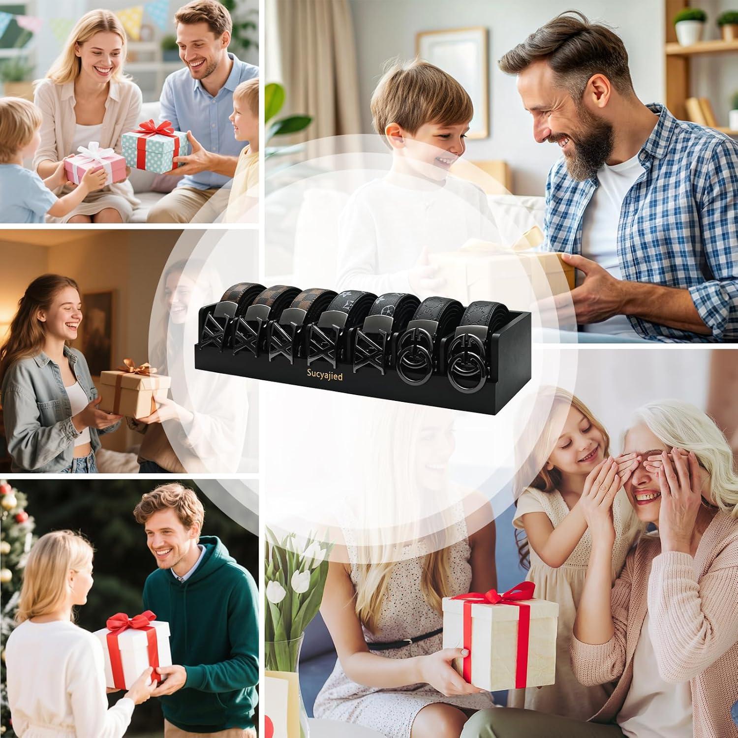 Organizador de Cinturones Sucyajied de Bambú Negro 7 Compartimentos