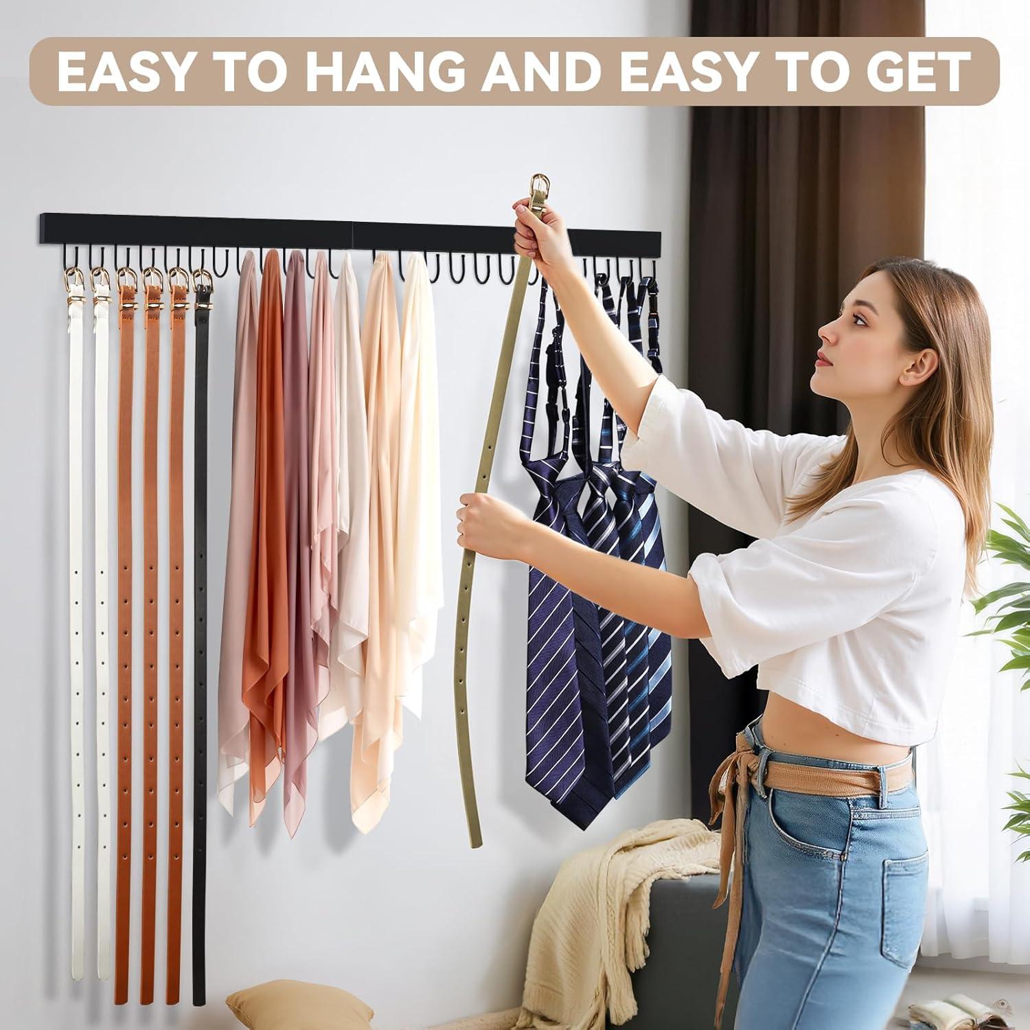 Soporte de Cinturones de Pared HOMEBROS Negro 24 Ganchos 380g