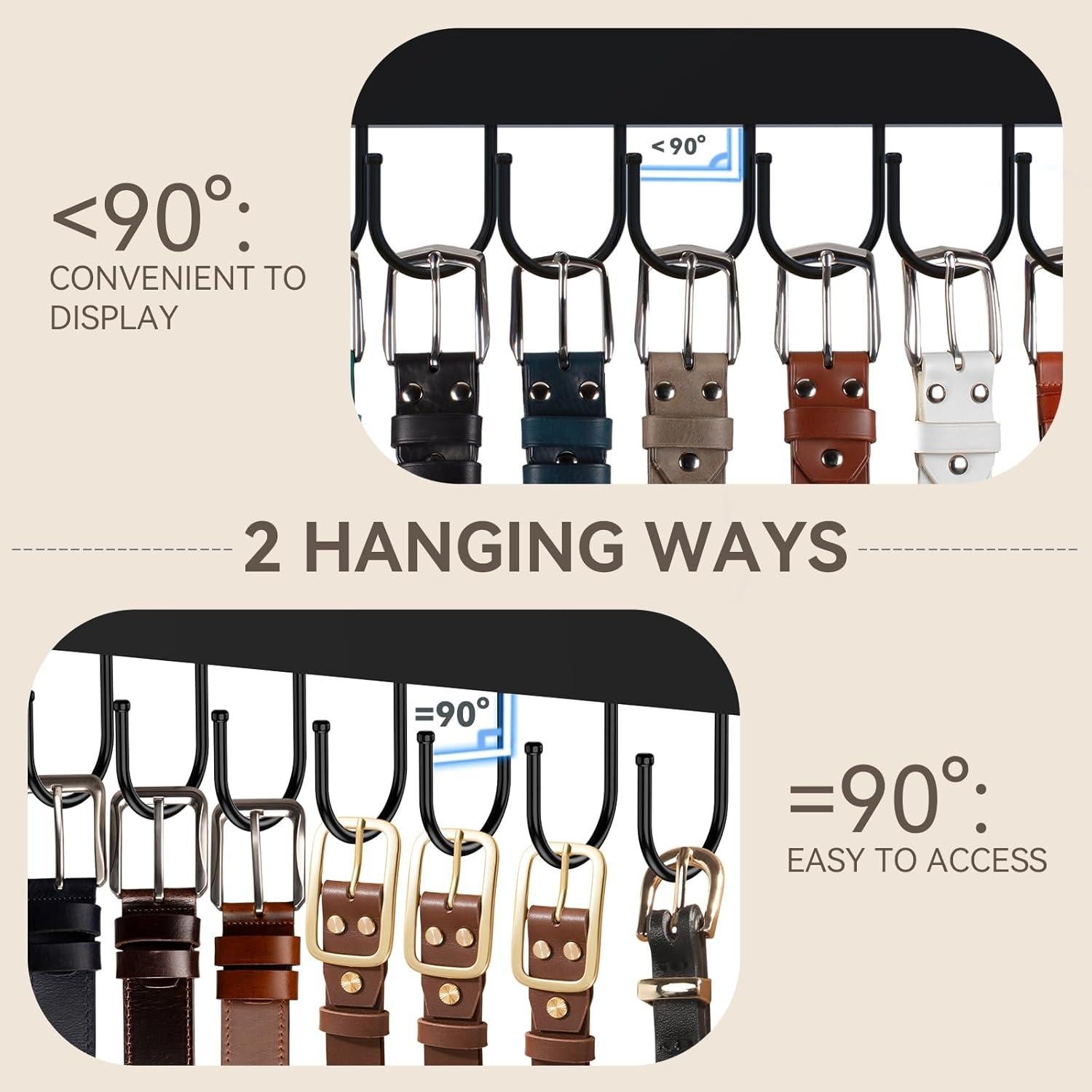 Soporte de Cinturones de Pared HOMEBROS Negro 24 Ganchos 380g