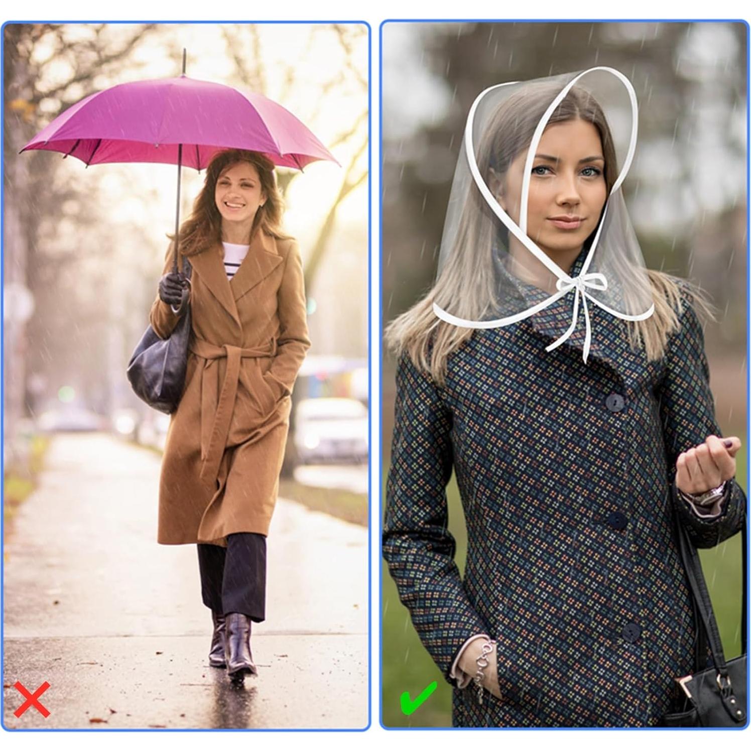 12 Gorros de Lluvia Transparentes Cididu con Visera Reutilizables