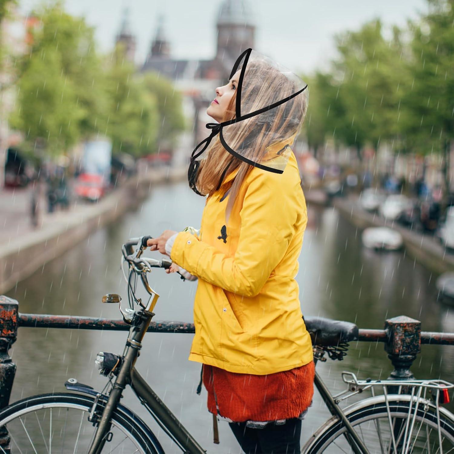 12 Gorros de Lluvia Transparentes Cididu con Visera Reutilizables