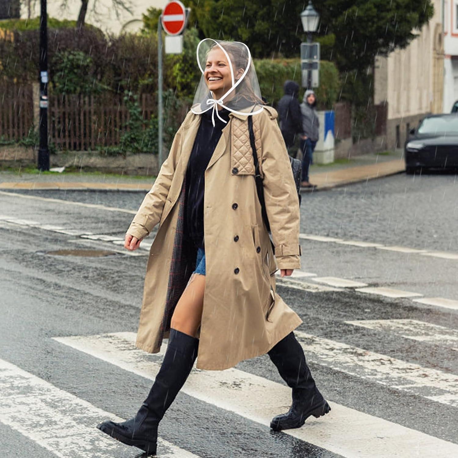 12 Gorros de Lluvia Transparentes Cididu con Visera Reutilizables