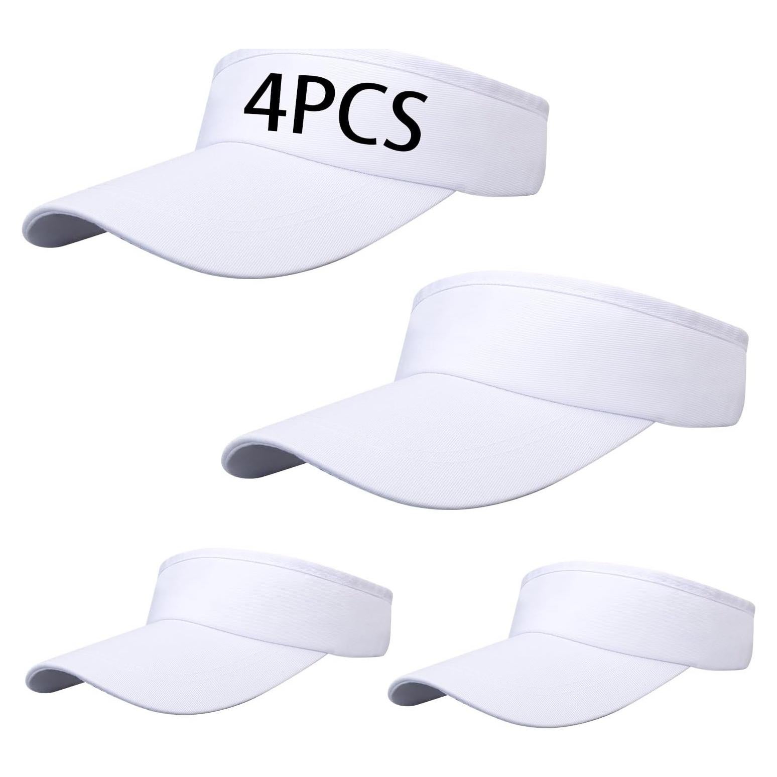 Paquete de 4 Sombreros de Copa Ajustables Blancos UV 50+