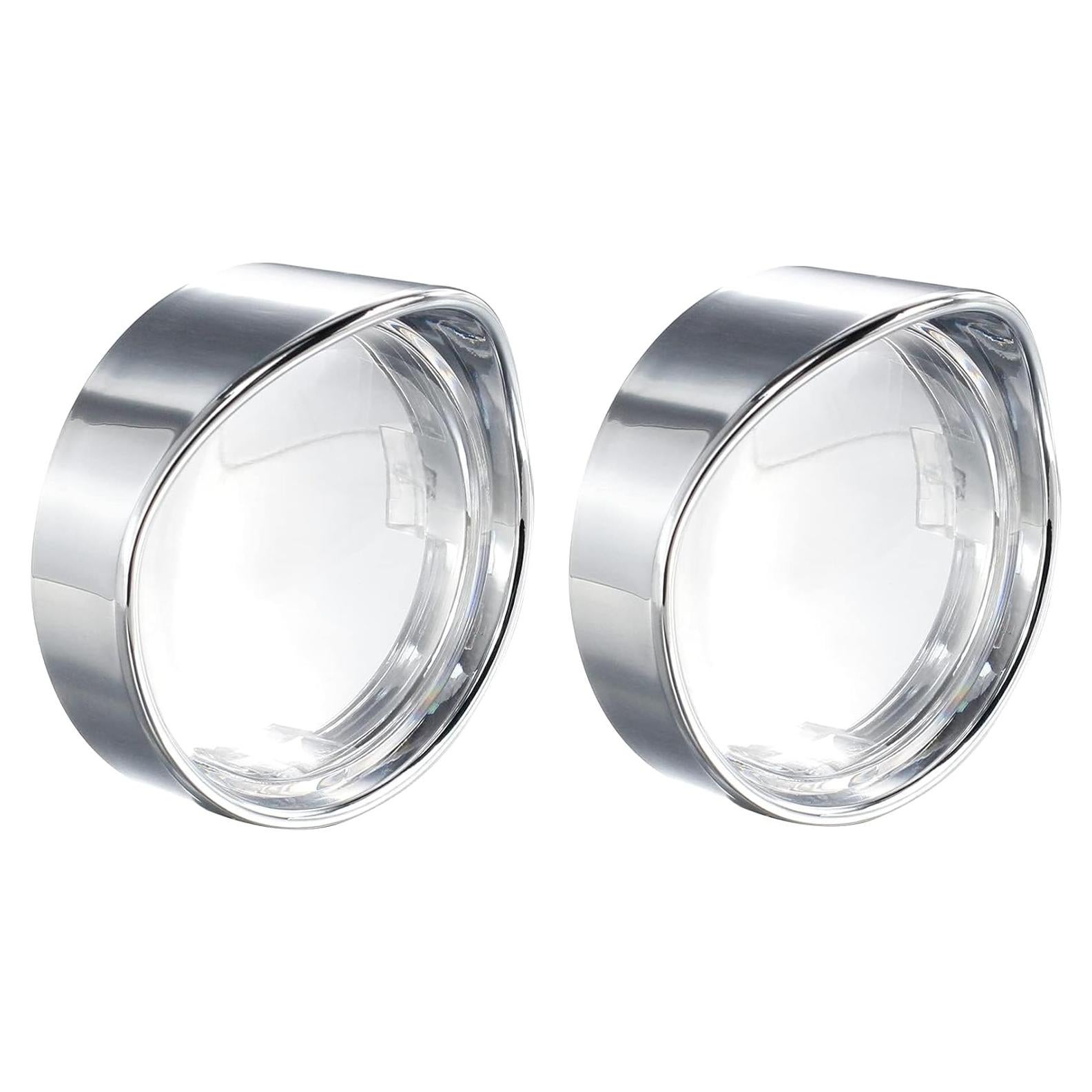 NTHREEAUTO 2 Inch Clear Bullet Turn Signal Lens Cover with Chrome Visor Bezels Compatible with Harley Sportster Dyna Road King Street Glide Softail