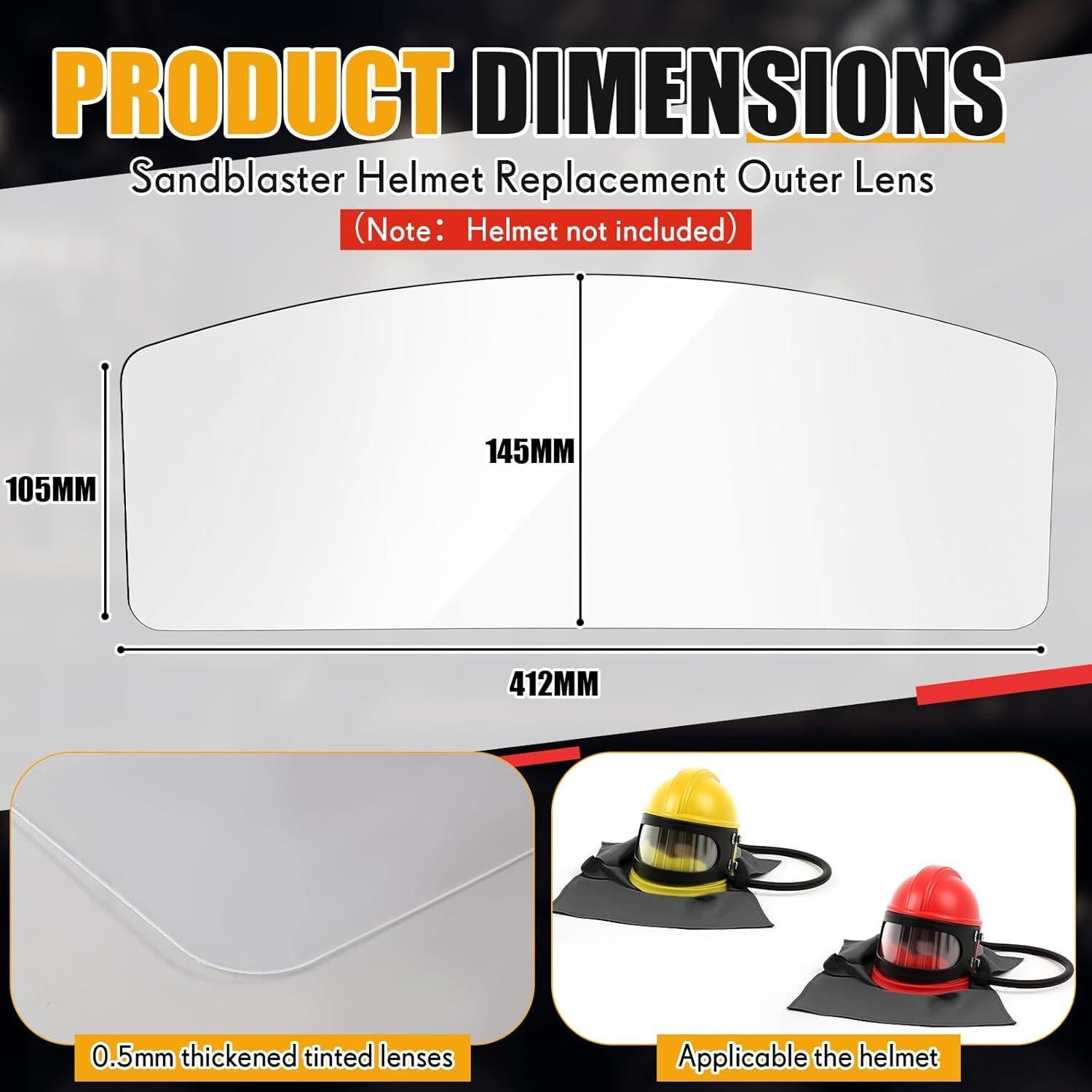 10 Lentes de Reemplazo Kingdder para Casco de Arenado PVC