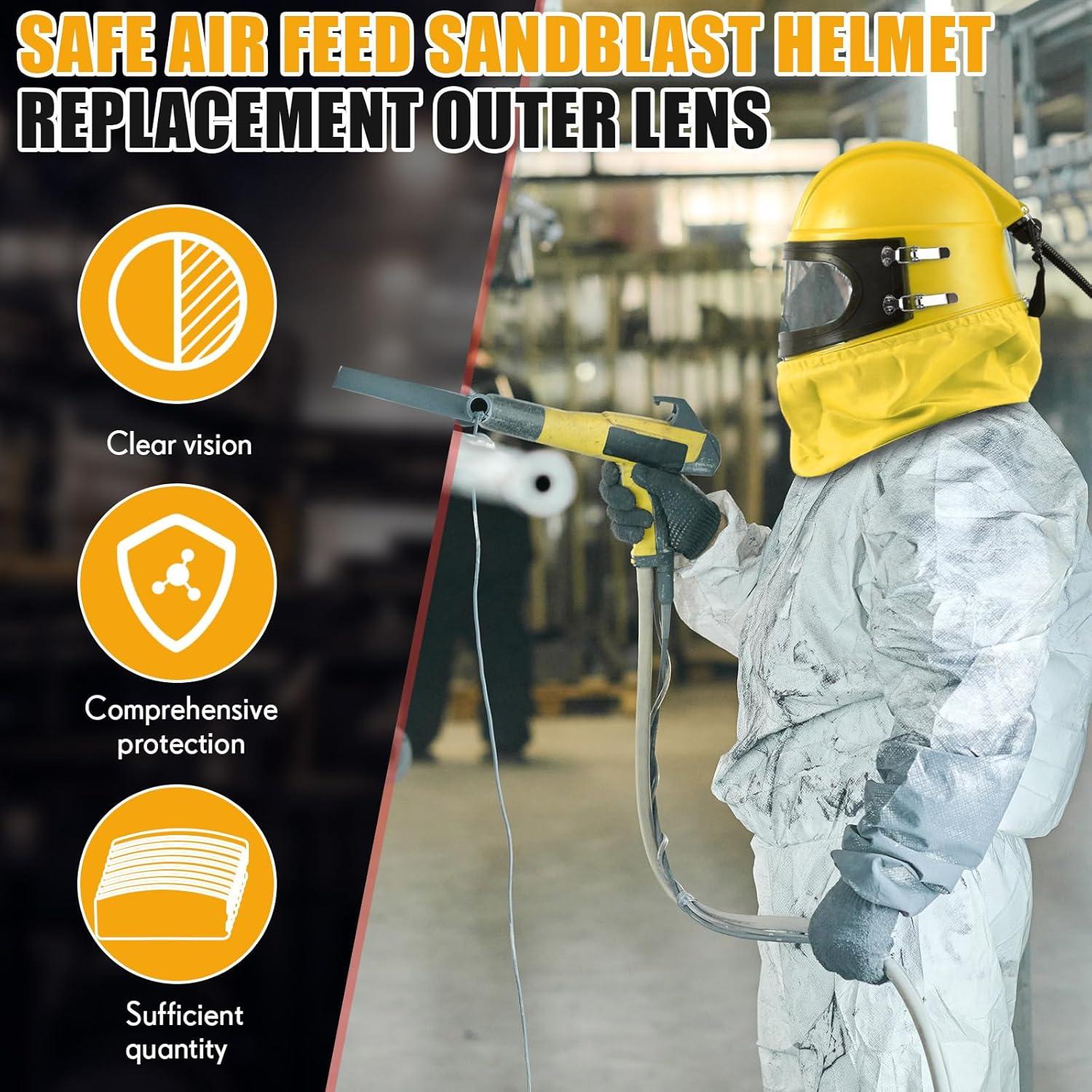 10 Lentes de Reemplazo Kingdder para Casco de Arenado PVC