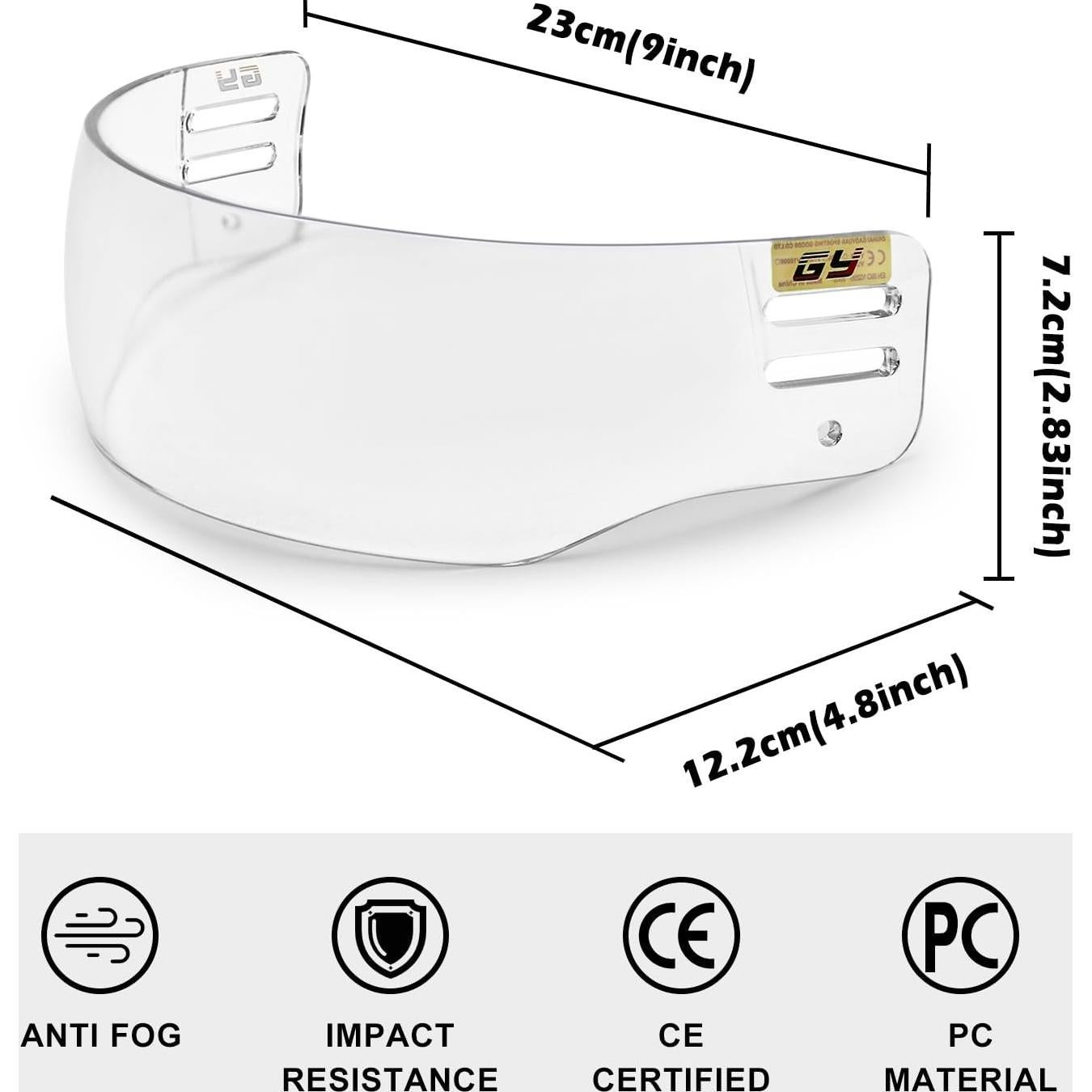 Visor de Hockey GY HV-V600 Antivaho y Antirayaduras