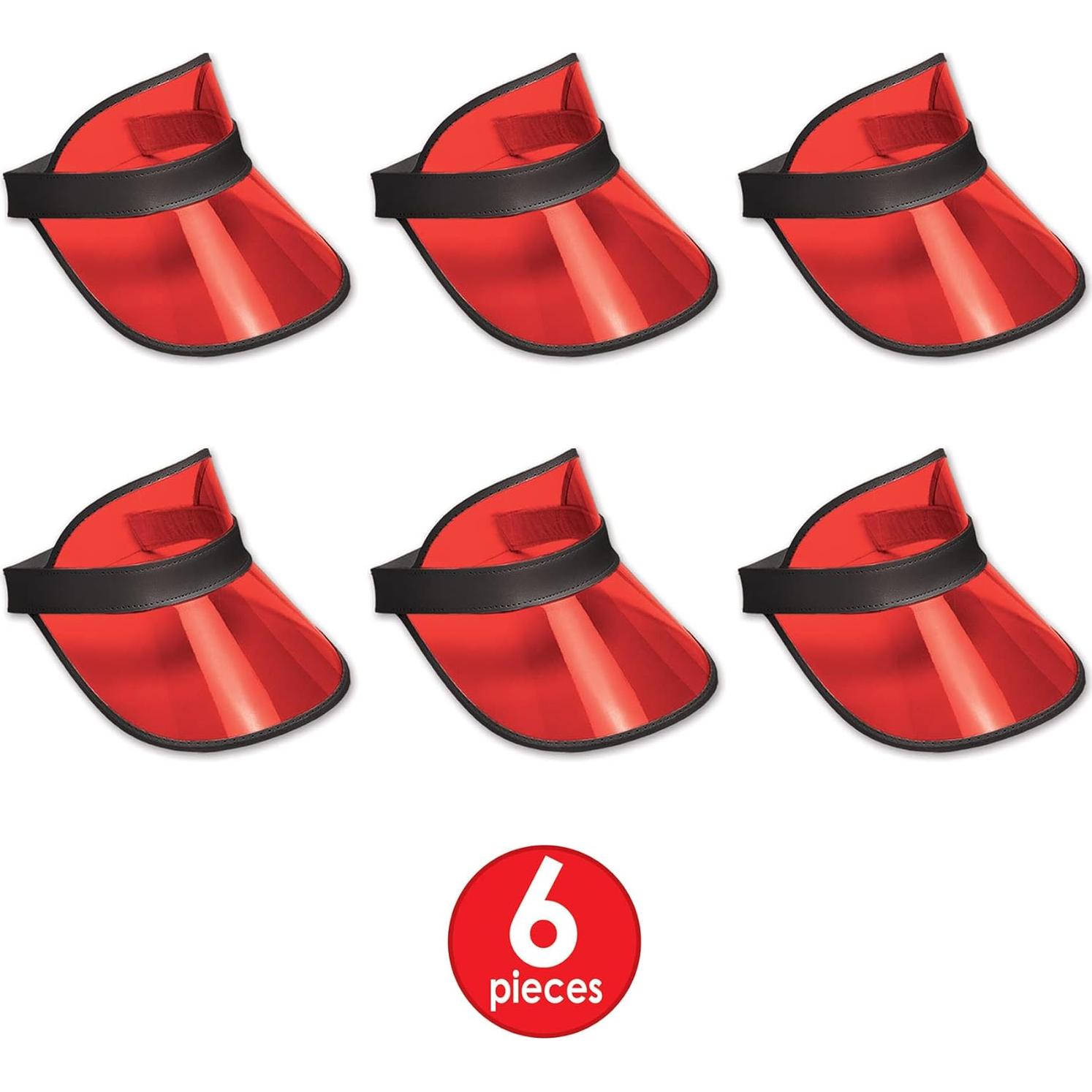 Viseras de Plástico Rojo Claro Beistle S60313-RAZ6 - 6 Piezas