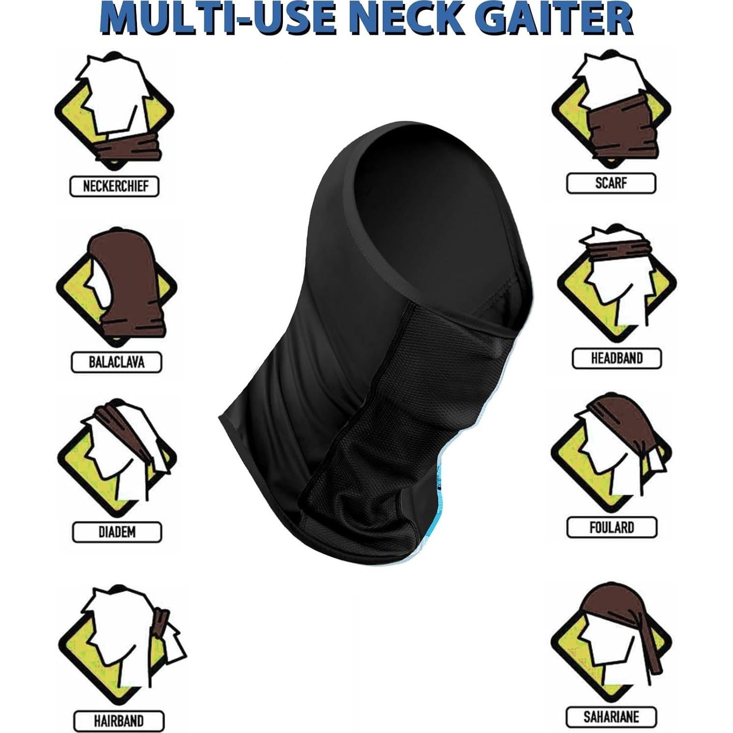 Gaiter de Cuello Transpirable UPF 50+ Negro para Hombres