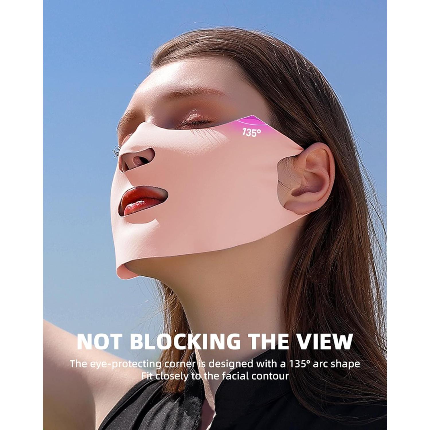Máscara Facial UV UPF50+ Lavable Rosa para Ciclismo y Correr
